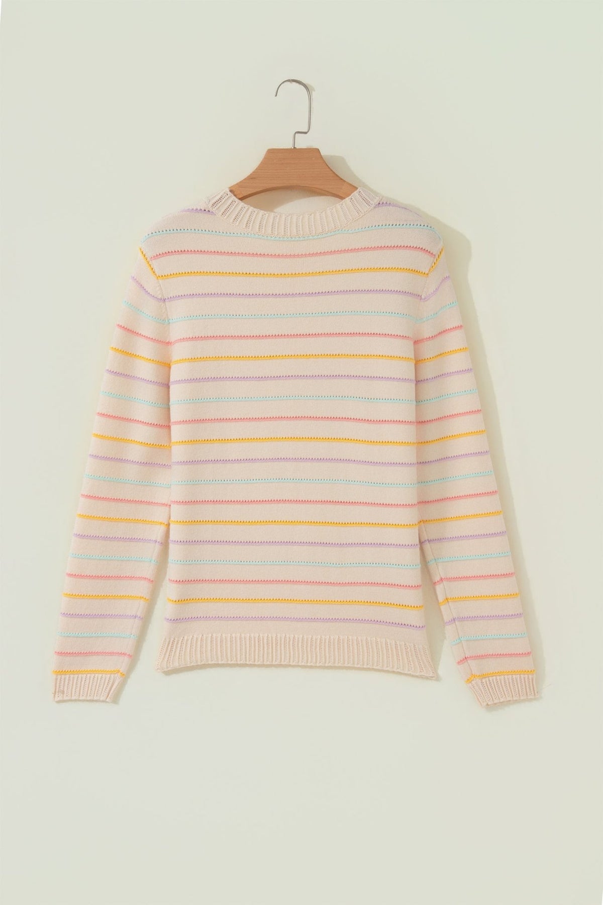 Stripe Crew Neck Long Sleeve Knit Sweater - Rooted & Reckless Co.
