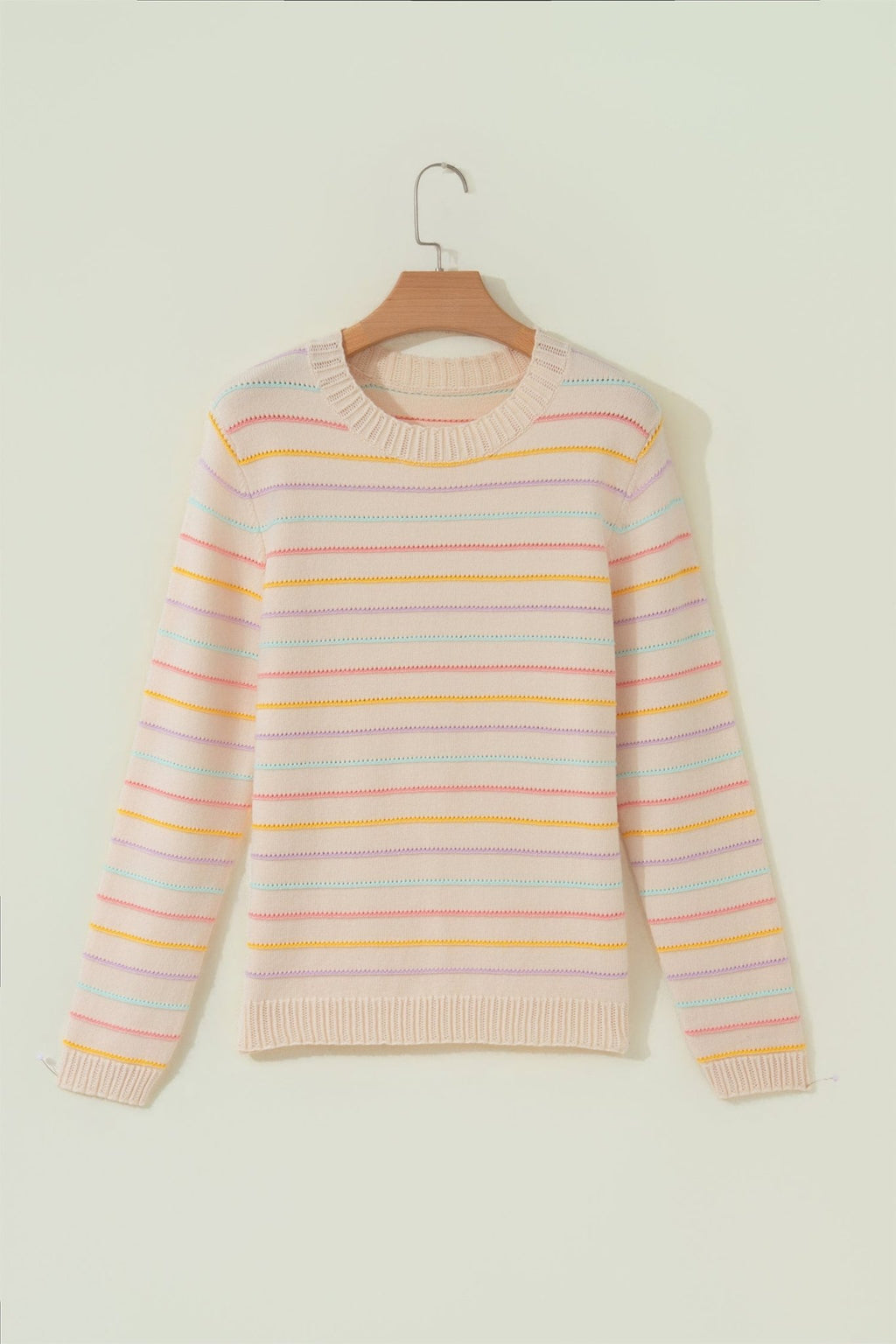 Stripe Crew Neck Long Sleeve Knit Sweater - Rooted & Reckless Co.