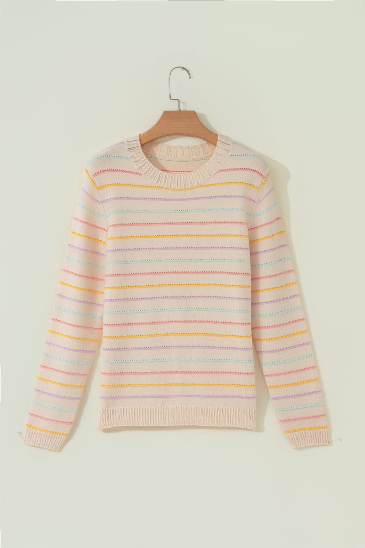 Stripe Crew Neck Long Sleeve Knit Sweater - Rooted & Reckless Co.