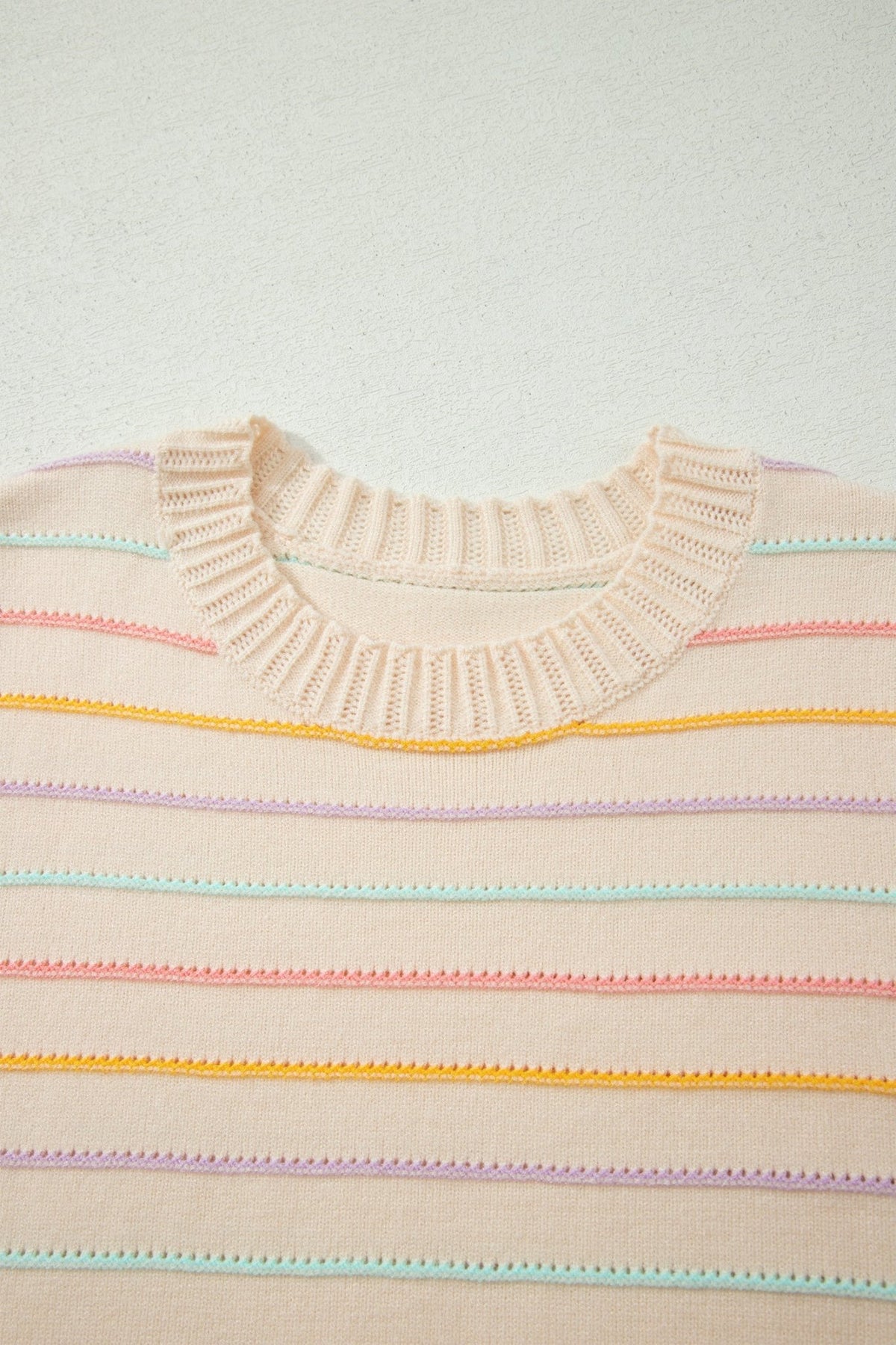 Stripe Crew Neck Long Sleeve Knit Sweater - Rooted & Reckless Co.