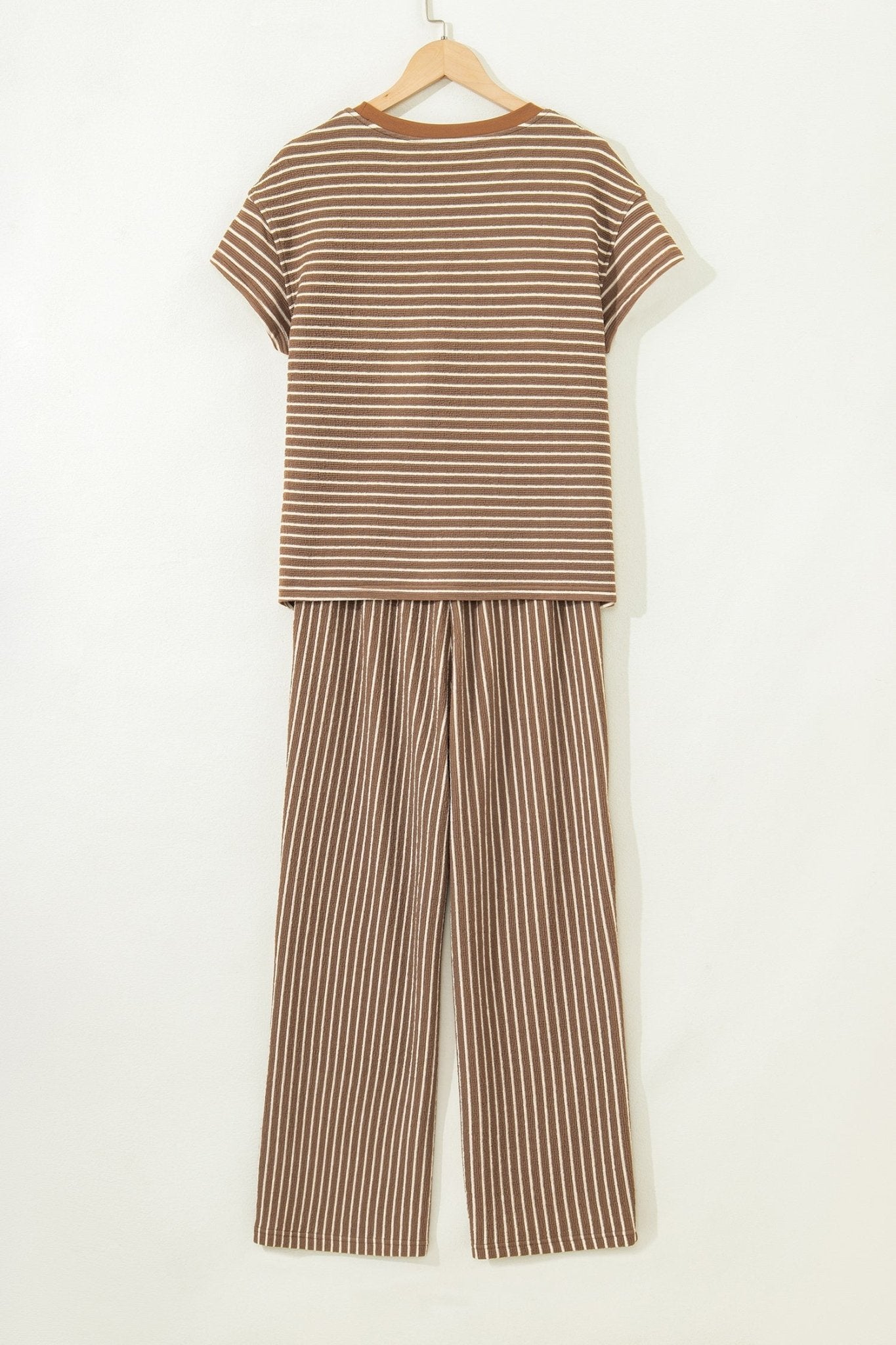 Stripe Crew Neck Tee and Drawstring Pants Set - Rooted & Reckless Co.