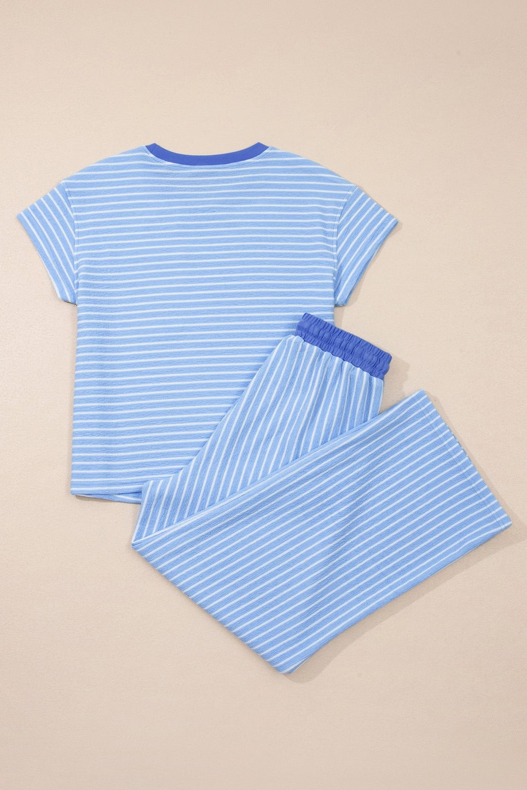 Stripe Crew Neck Tee & Drawstring Pants Set - Rooted & Reckless Co.