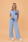 Stripe Crew Neck Tee & Drawstring Pants Set - Rooted & Reckless Co.