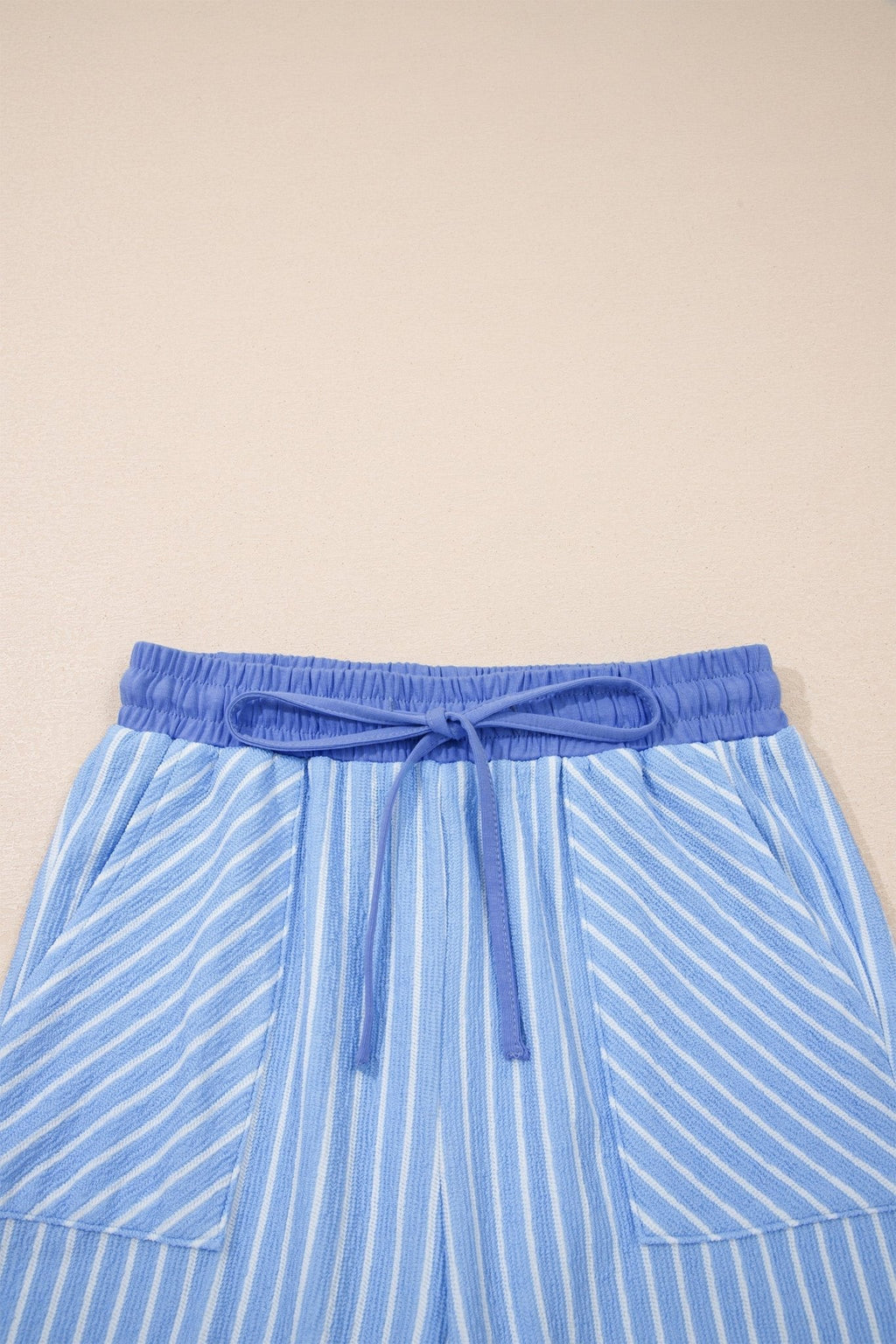 Stripe Crew Neck Tee & Drawstring Pants Set - Rooted & Reckless Co.
