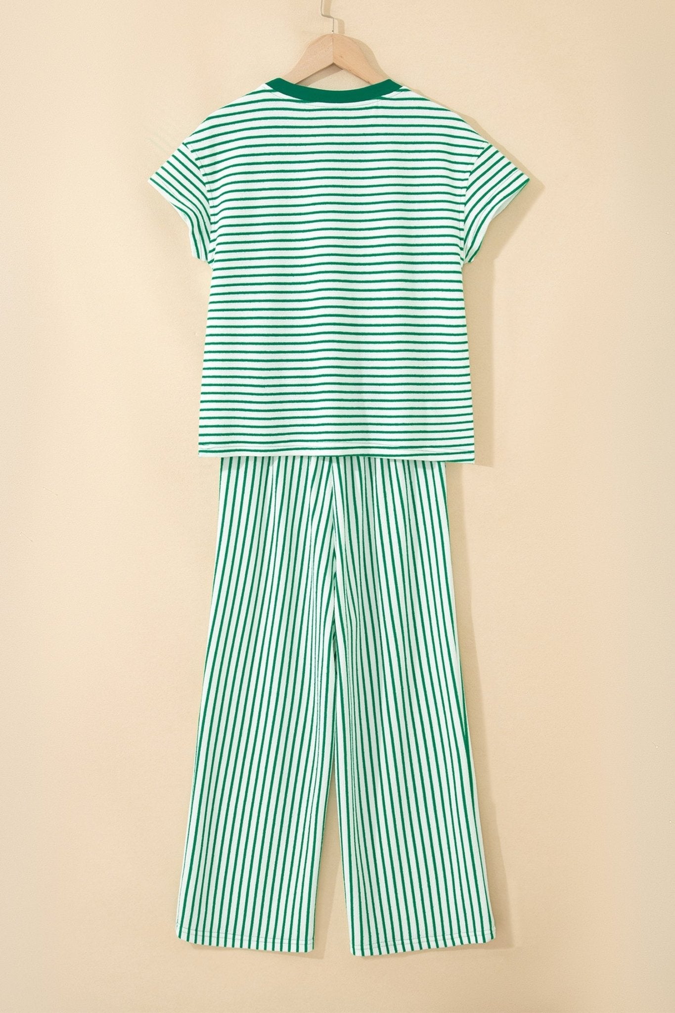 Stripe Crew Neck Tee & Drawstring Pants Set - Rooted & Reckless Co.
