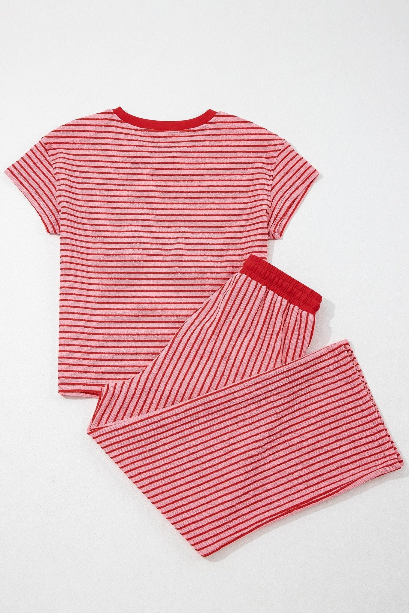 Stripe Crew Neck Tee & Drawstring Pants Set - Rooted & Reckless Co.