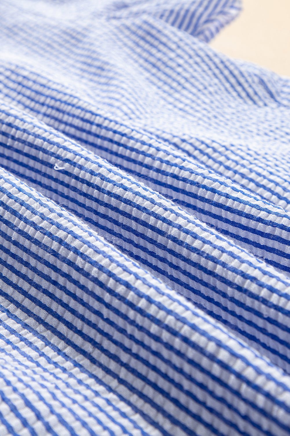 Stripe Crochet Square Neck Textured Ruffle Sleeve Blouse - Rooted & Reckless Co.