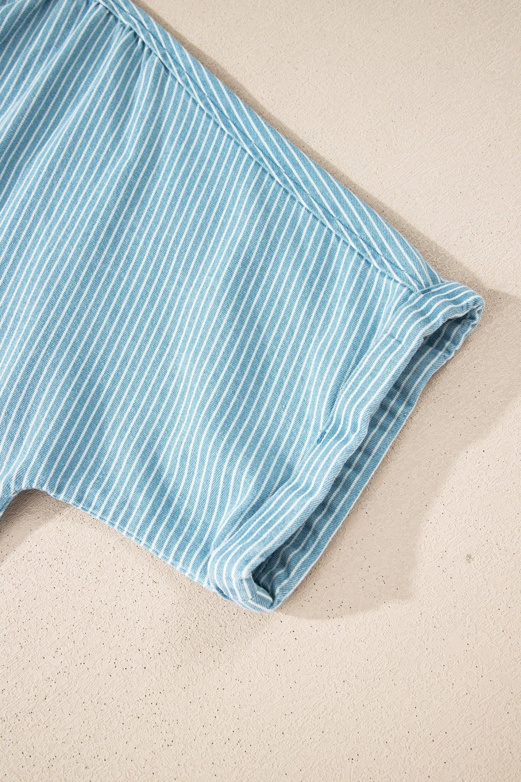Stripe Cuffed Short Sleeve Button Up Shirt - Rooted & Reckless Co.