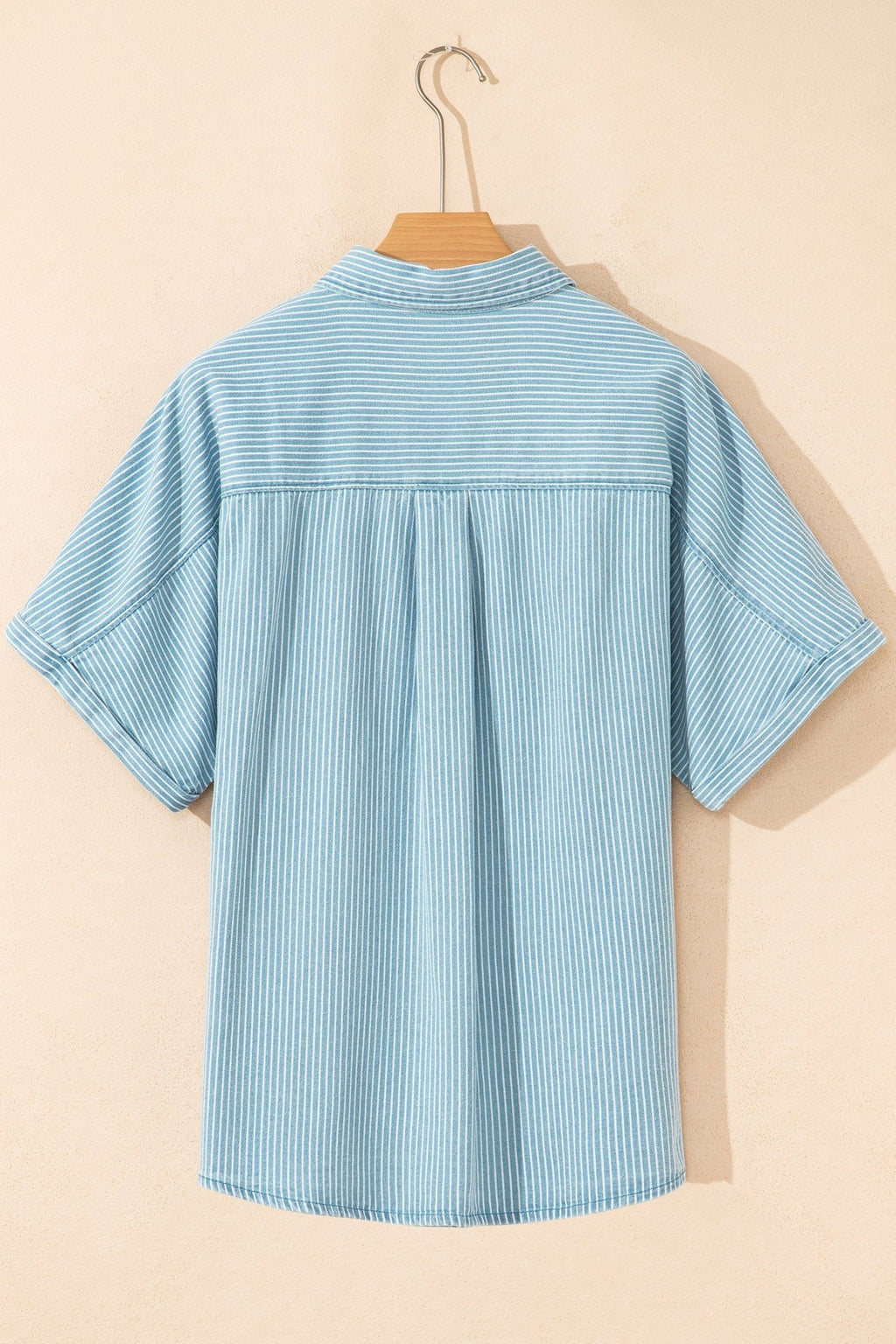 Stripe Cuffed Short Sleeve Button Up Shirt - Rooted & Reckless Co.