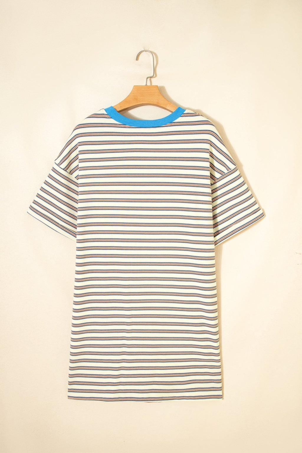 Stripe Cuffed Short Sleeve Mini T-Shirt Dress - Rooted & Reckless Co.