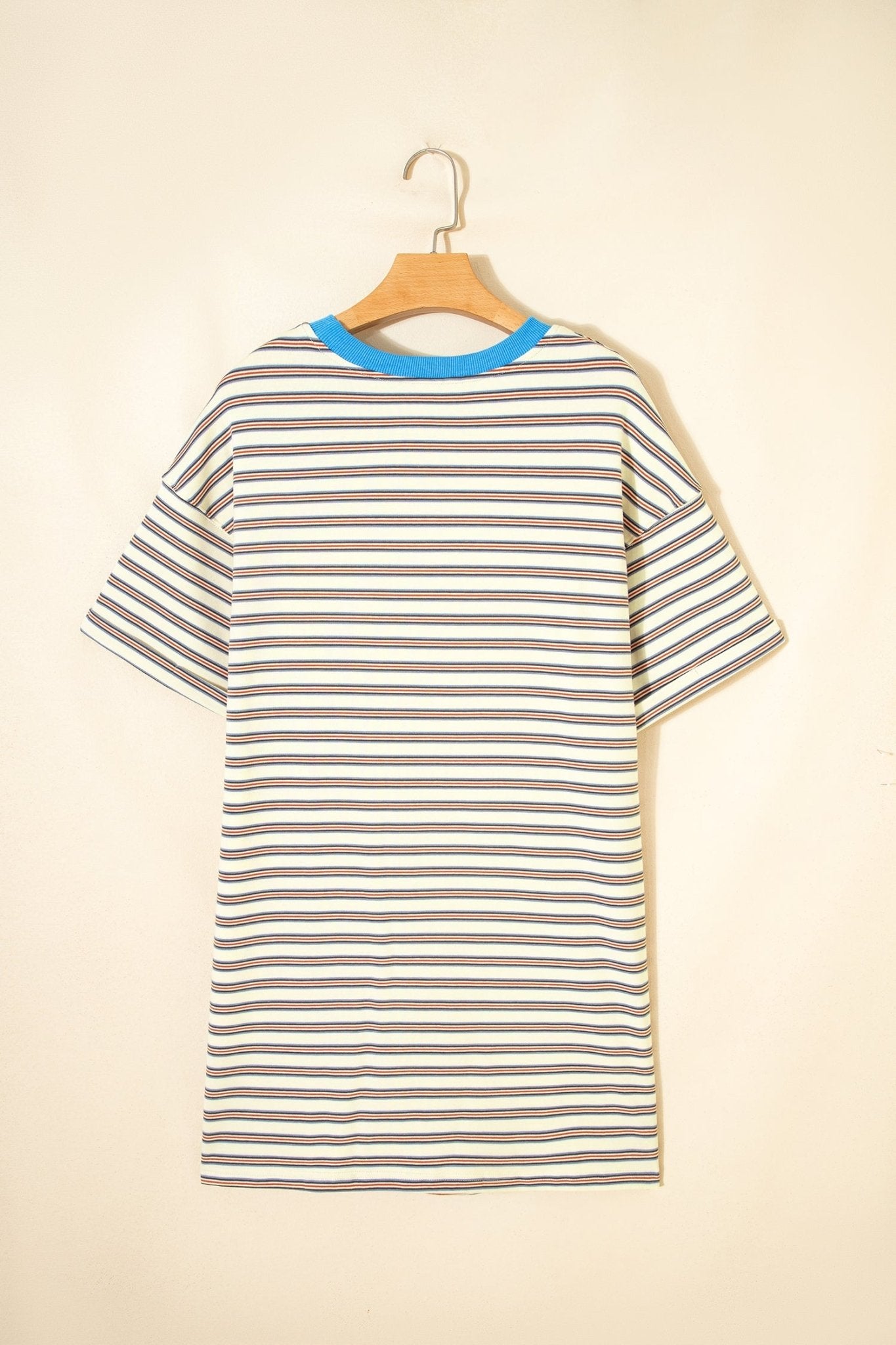 Stripe Cuffed Short Sleeve Mini T-Shirt Dress - Rooted & Reckless Co.