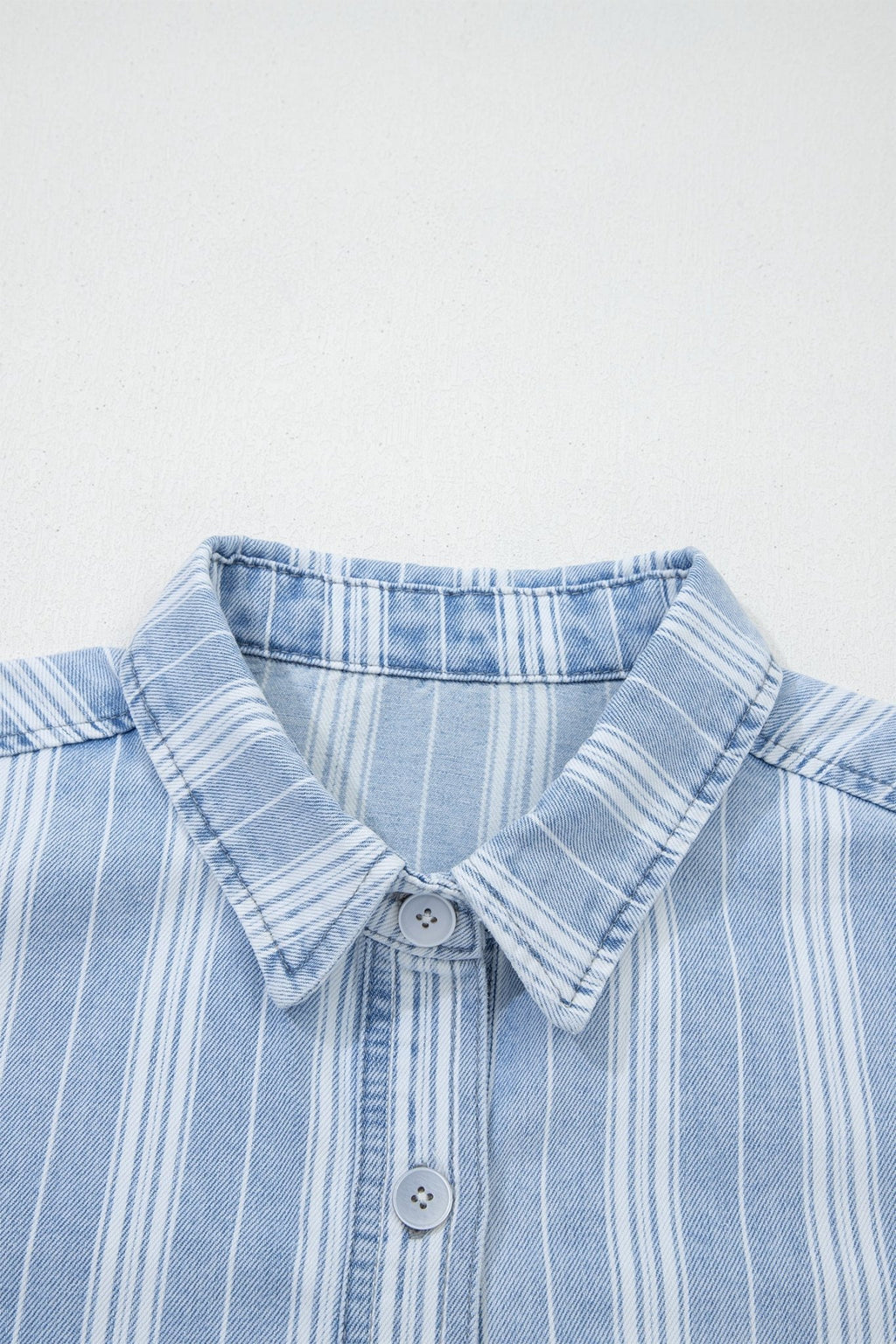 Stripe Denim Chest Pocket Boyfriend Shacket - Rooted & Reckless Co.