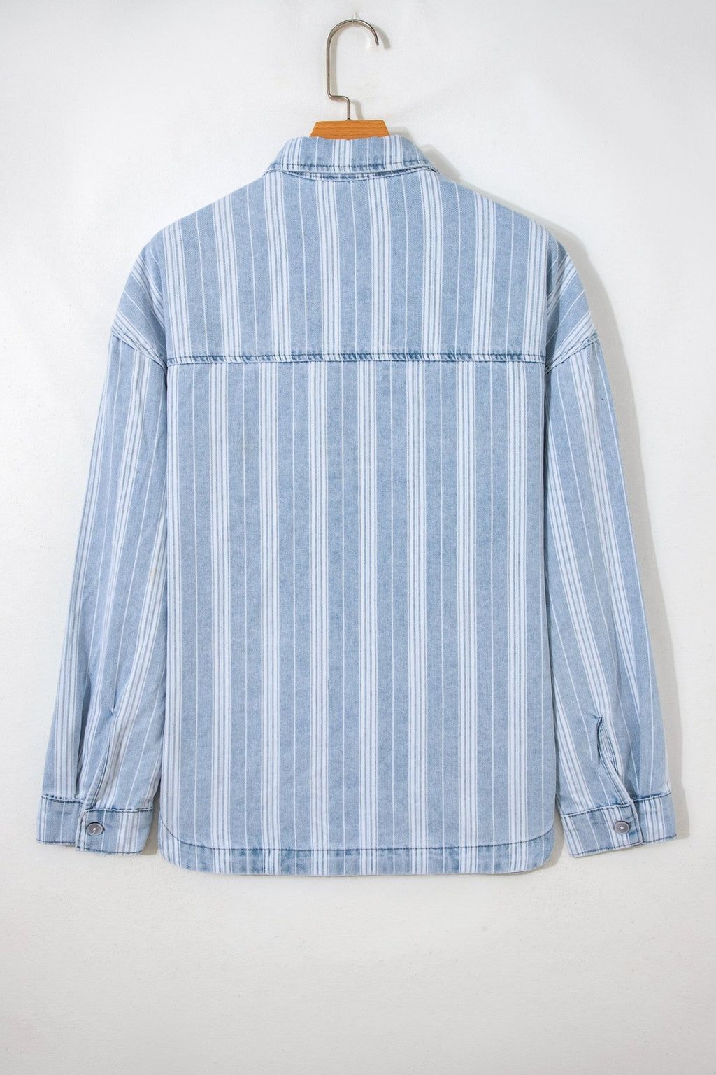 Stripe Denim Chest Pocket Boyfriend Shacket - Rooted & Reckless Co.