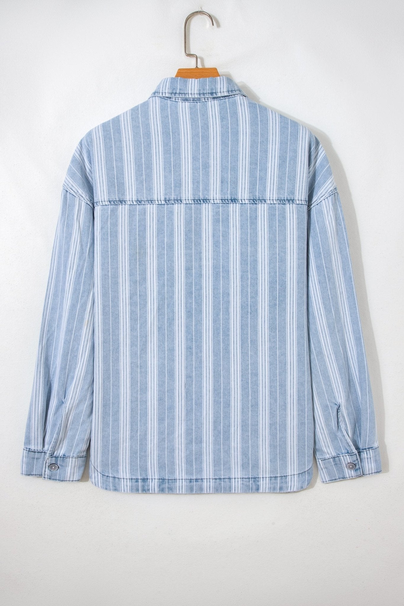 Stripe Denim Chest Pocket Boyfriend Shacket - Rooted & Reckless Co.