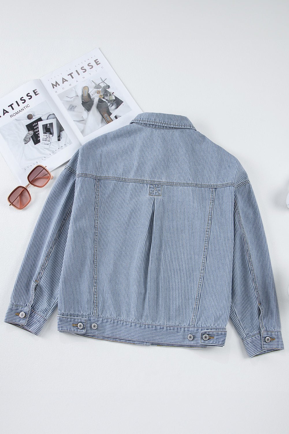 Stripe Denim Chest Pocket Oversize Jacket - Rooted & Reckless Co.