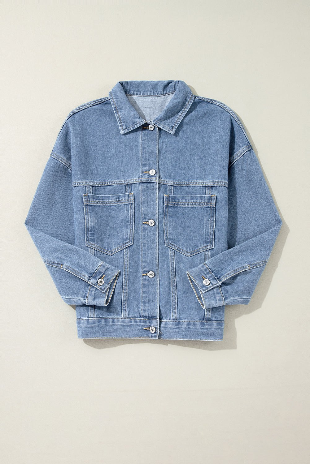 Stripe Denim Chest Pocket Oversize Jacket - Rooted & Reckless Co.