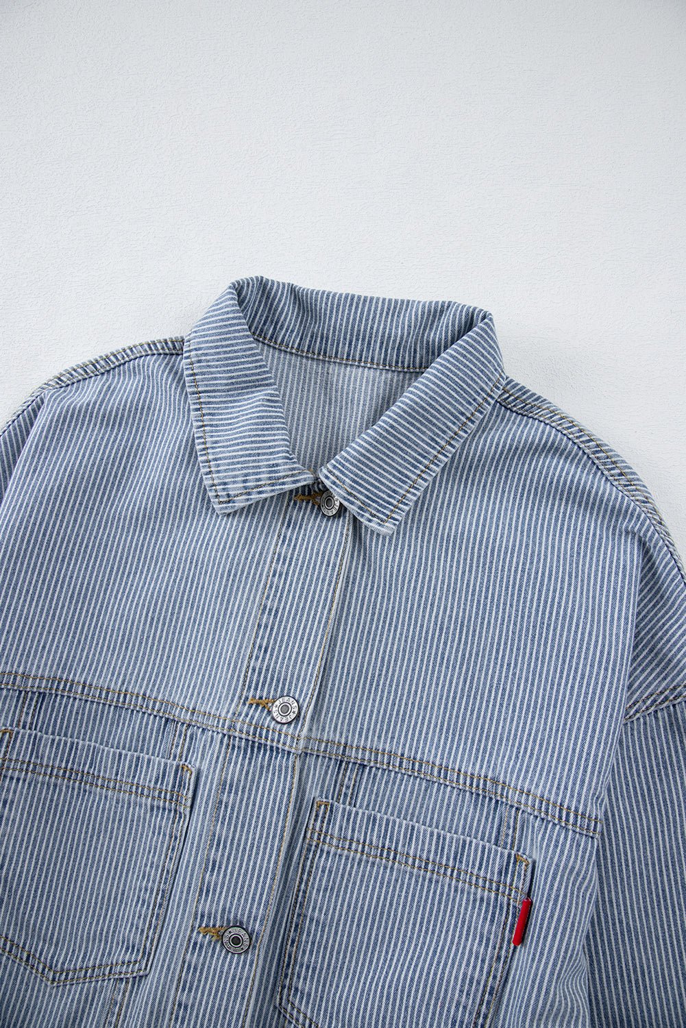 Stripe Denim Chest Pocket Oversize Jacket - Rooted & Reckless Co.