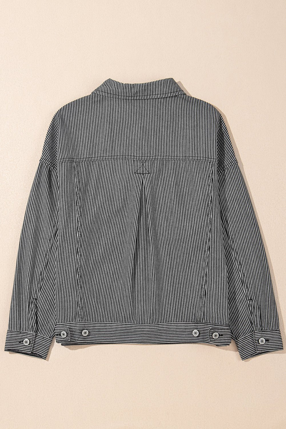Stripe Denim Chest Pocket Oversize Jacket - Rooted & Reckless Co.