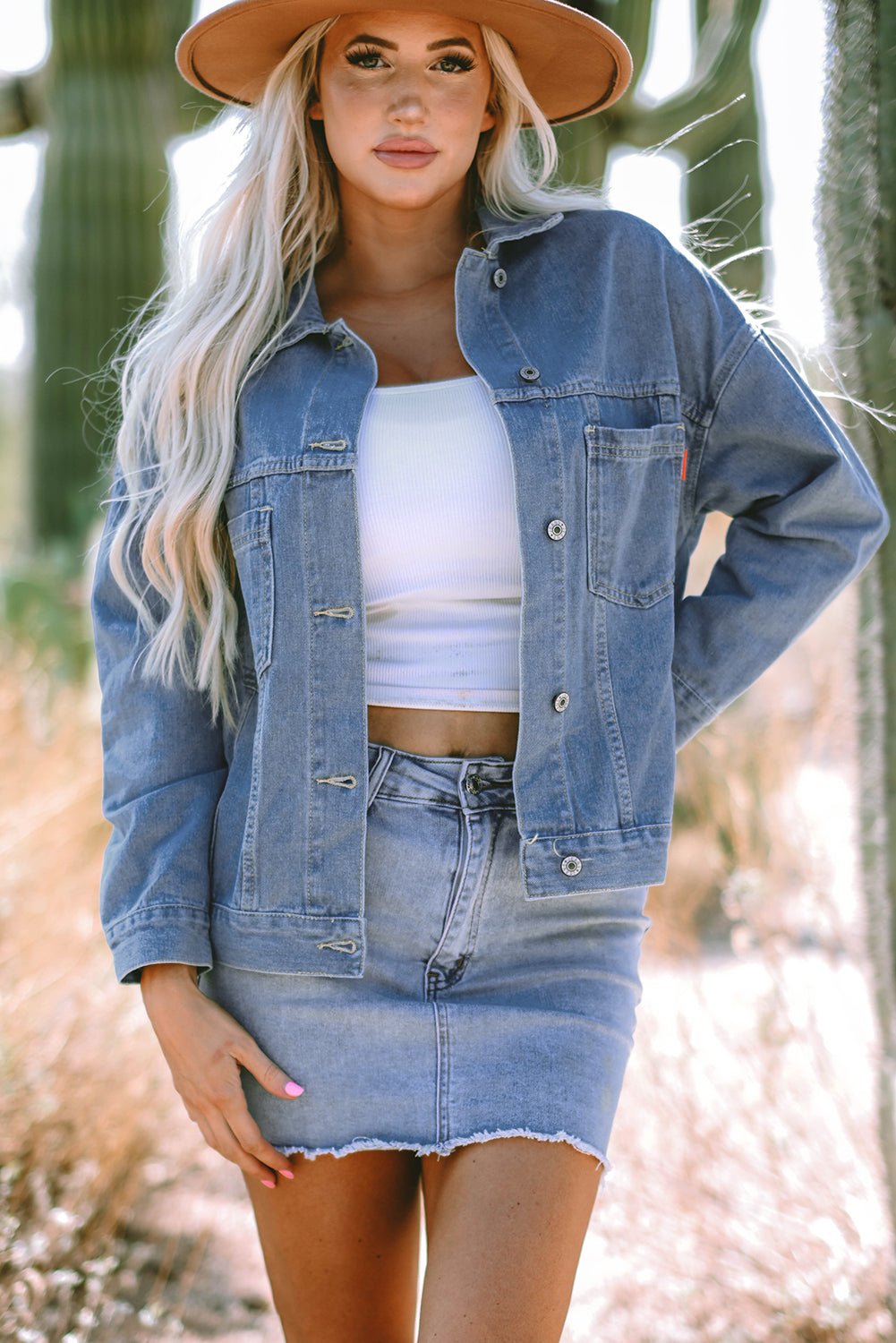 Stripe Denim Chest Pocket Oversize Jacket - Rooted & Reckless Co.