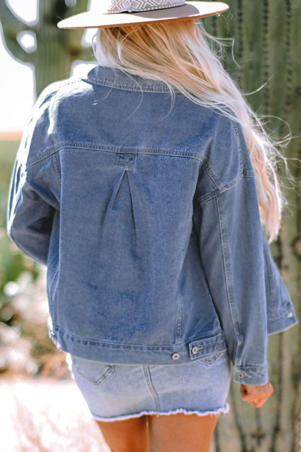 Stripe Denim Chest Pocket Oversize Jacket - Rooted & Reckless Co.