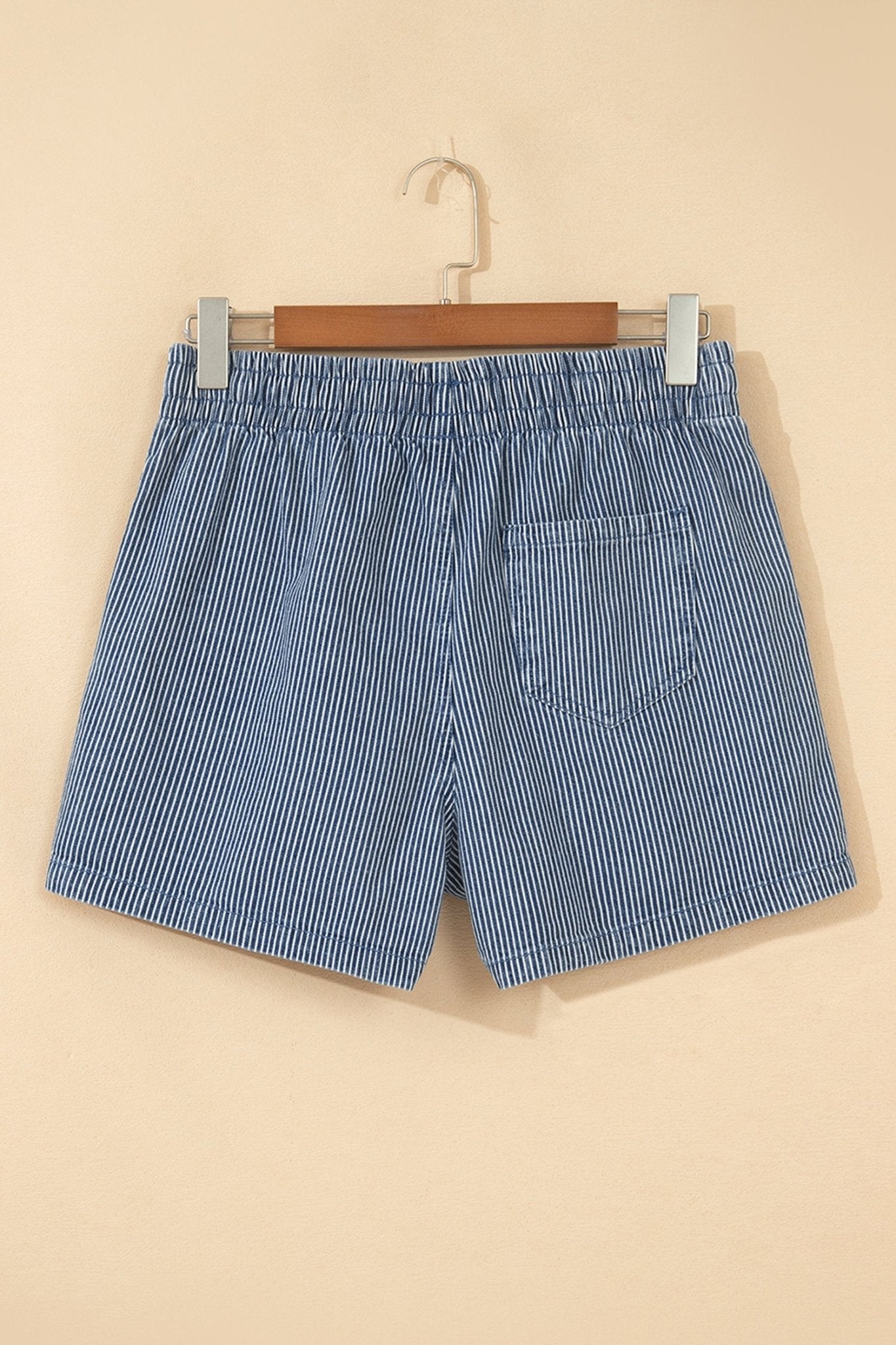 Stripe Denim Drawstring Elastic Waist Shorts - Rooted & Reckless Co.