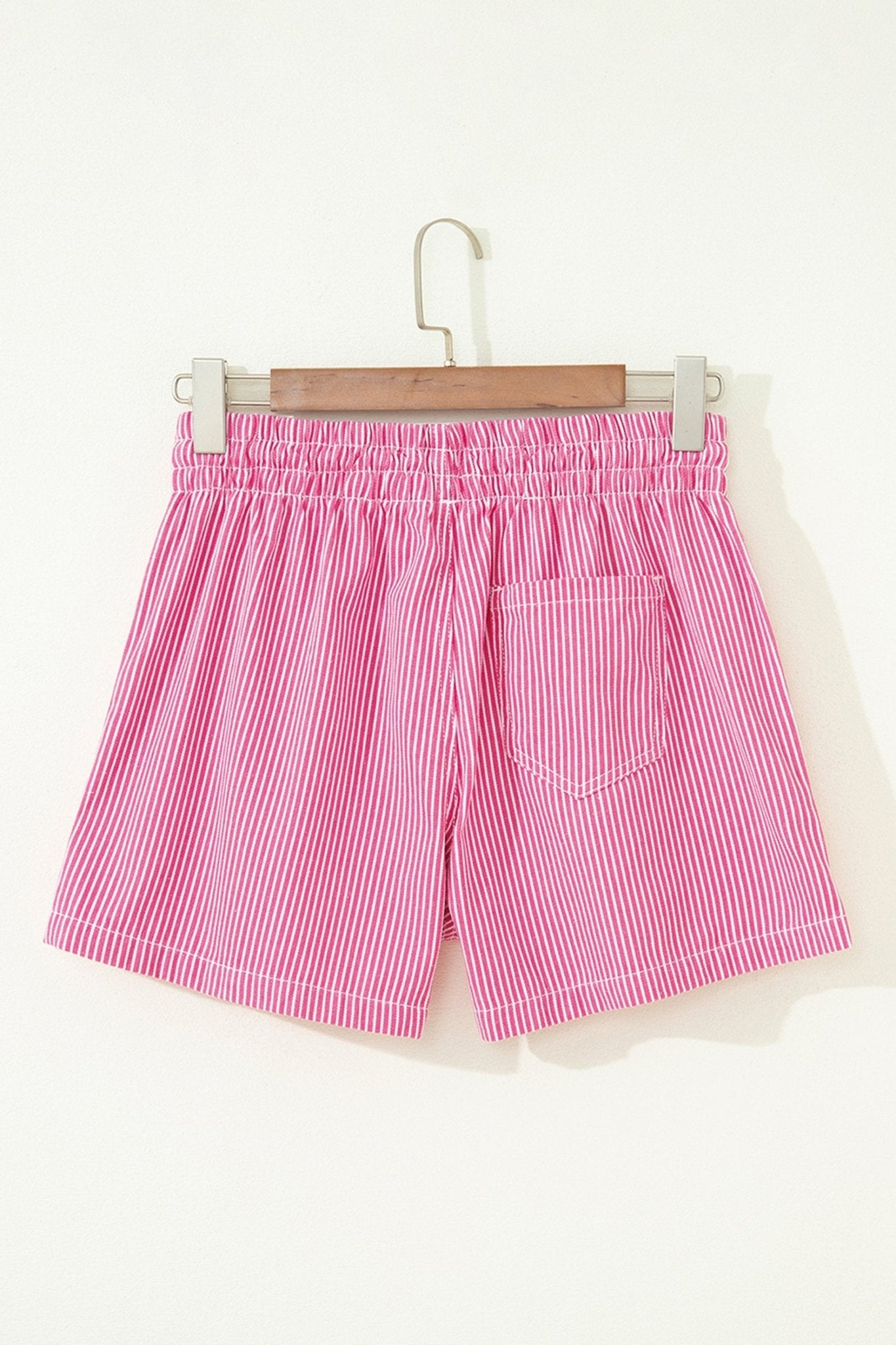 Stripe Denim Drawstring Elastic Waist Shorts - Rooted & Reckless Co.