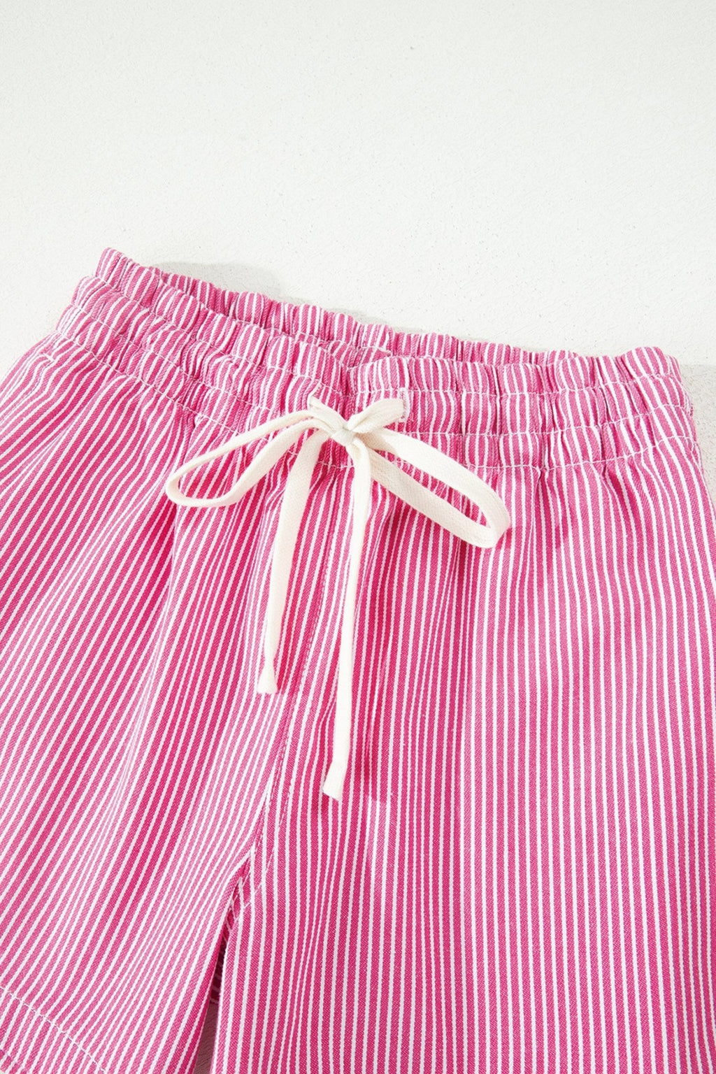 Stripe Denim Drawstring Elastic Waist Shorts - Rooted & Reckless Co.