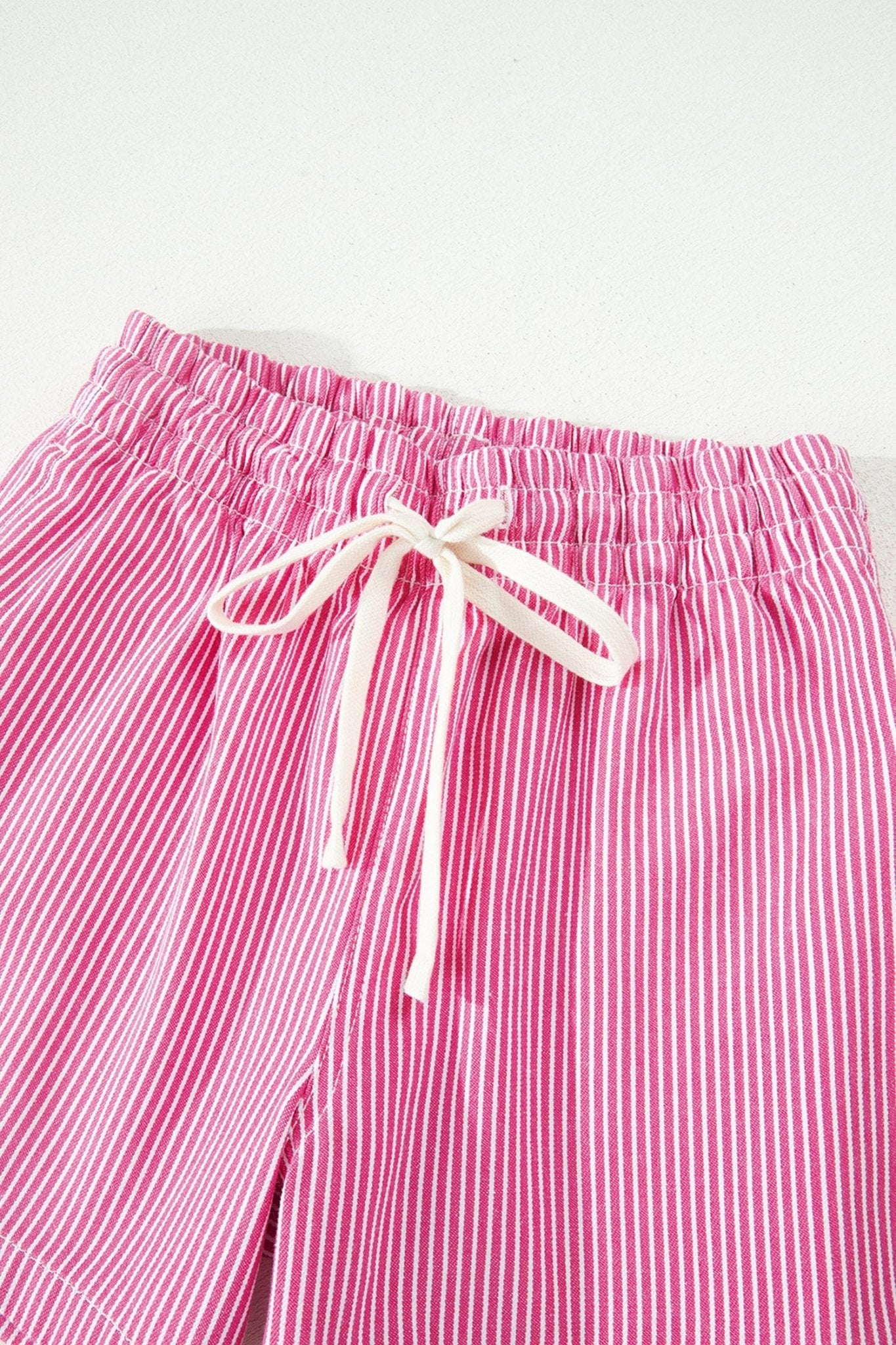 Stripe Denim Drawstring Elastic Waist Shorts - Rooted & Reckless Co.
