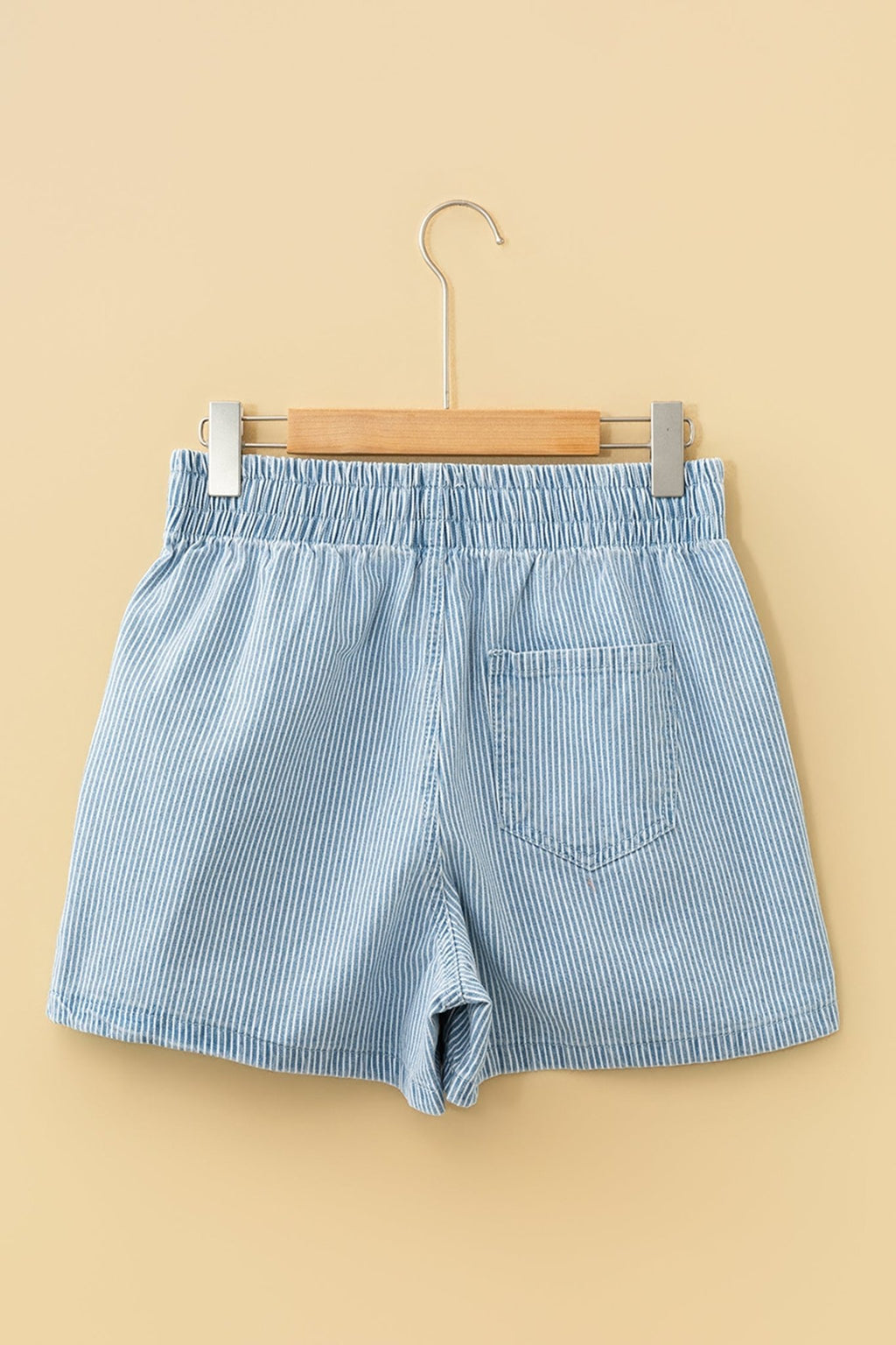 Stripe Denim Drawstring Elastic Waist Shorts - Rooted & Reckless Co.