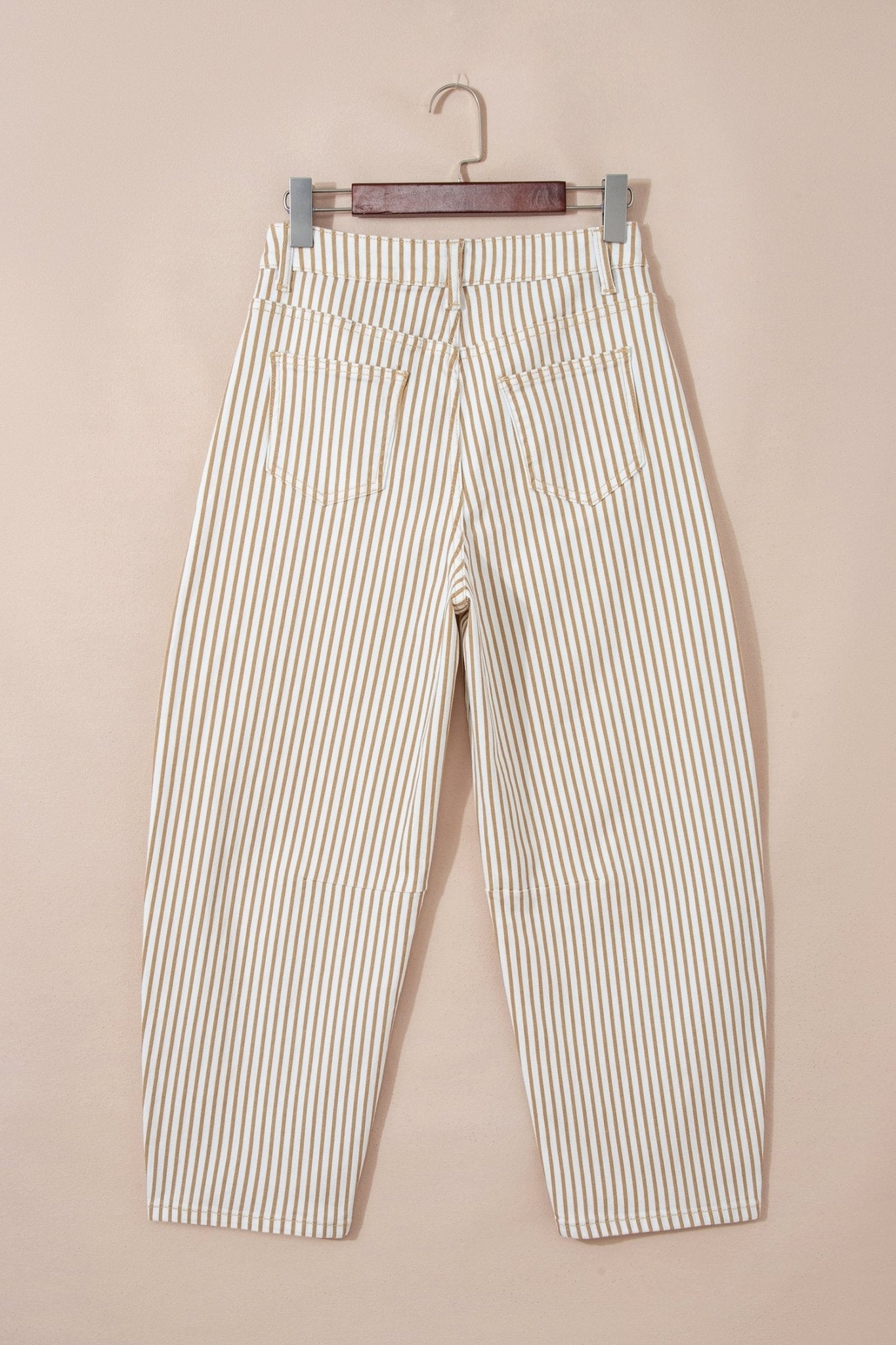 Stripe Denim High Waist Barrel Leg Jeans - Rooted & Reckless Co.