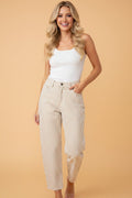 Stripe Denim High Waist Barrel Leg Jeans - Rooted & Reckless Co.