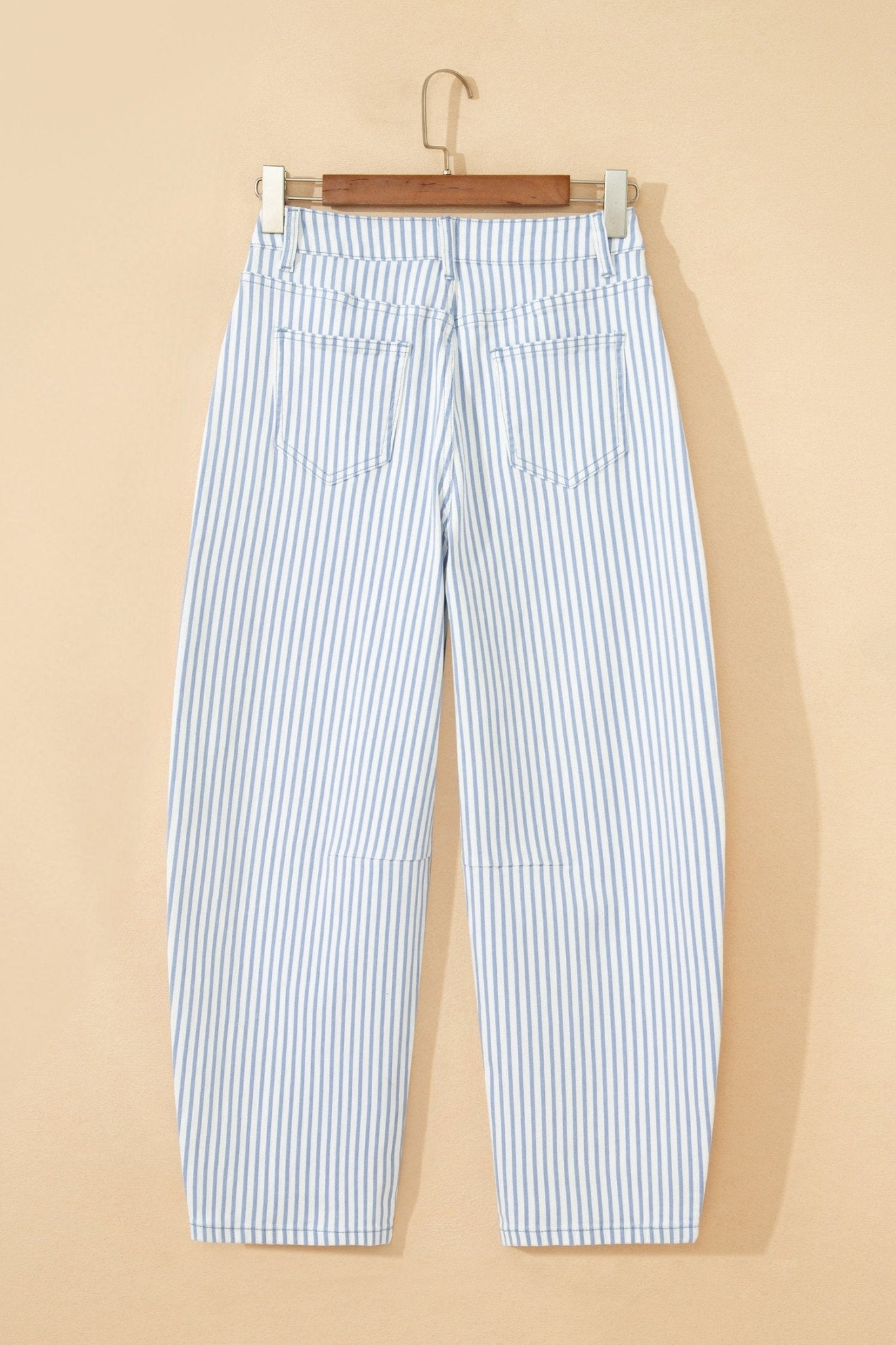 Stripe Denim High Waist Barrel Leg Jeans - Rooted & Reckless Co.