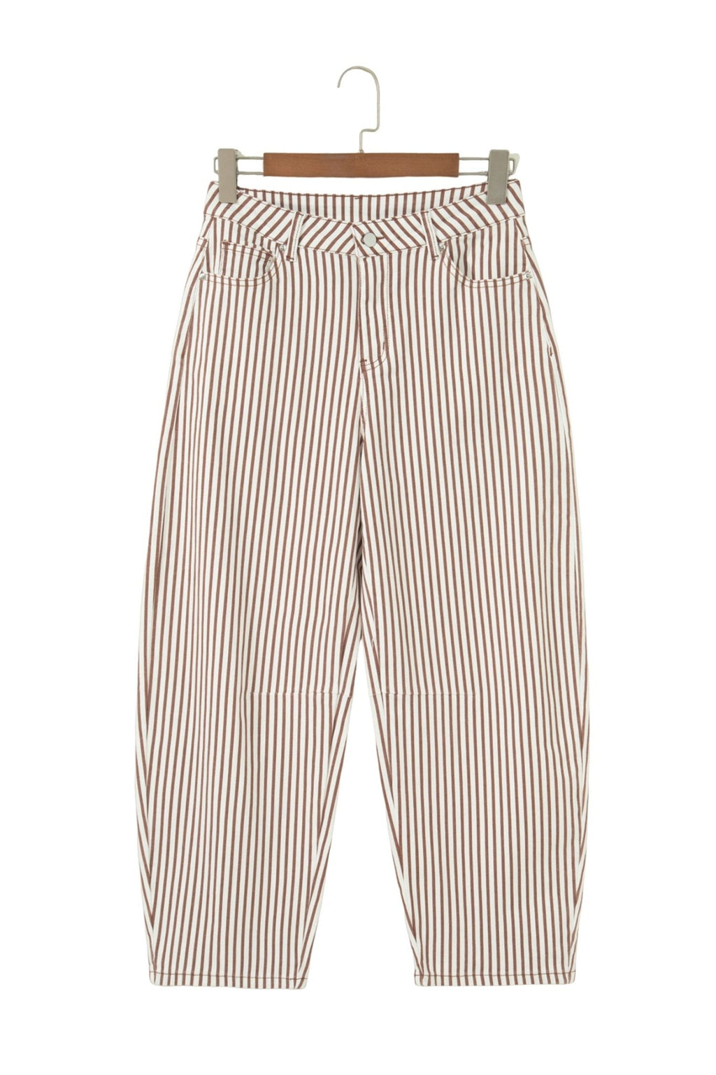 Stripe Denim High Waist Barrel Leg Jeans - Rooted & Reckless Co.