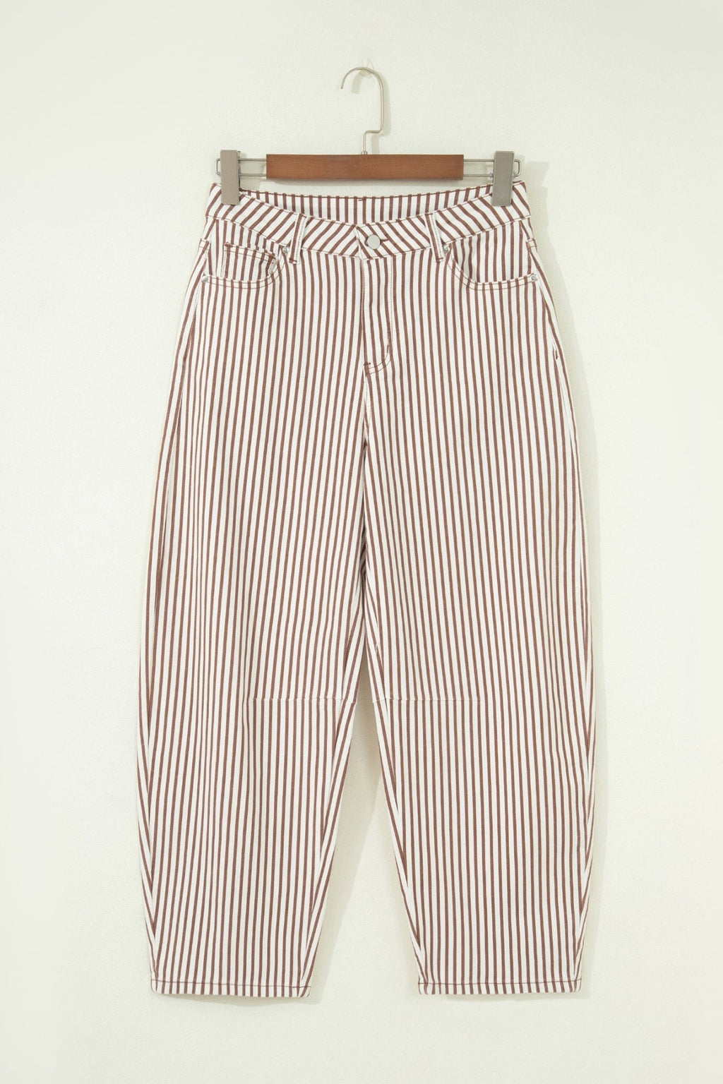 Stripe Denim High Waist Barrel Leg Jeans - Rooted & Reckless Co.