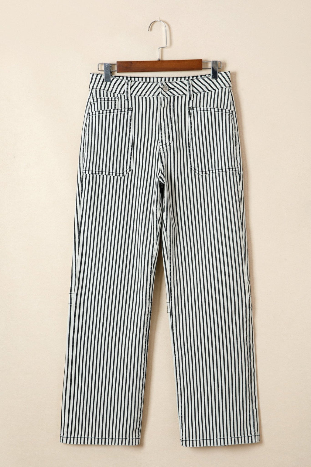 Stripe Denim High Waist Patch Pocket Jeans - Rooted & Reckless Co.