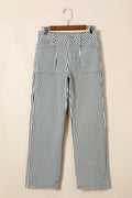 Stripe Denim High Waist Patch Pocket Jeans - Rooted & Reckless Co.