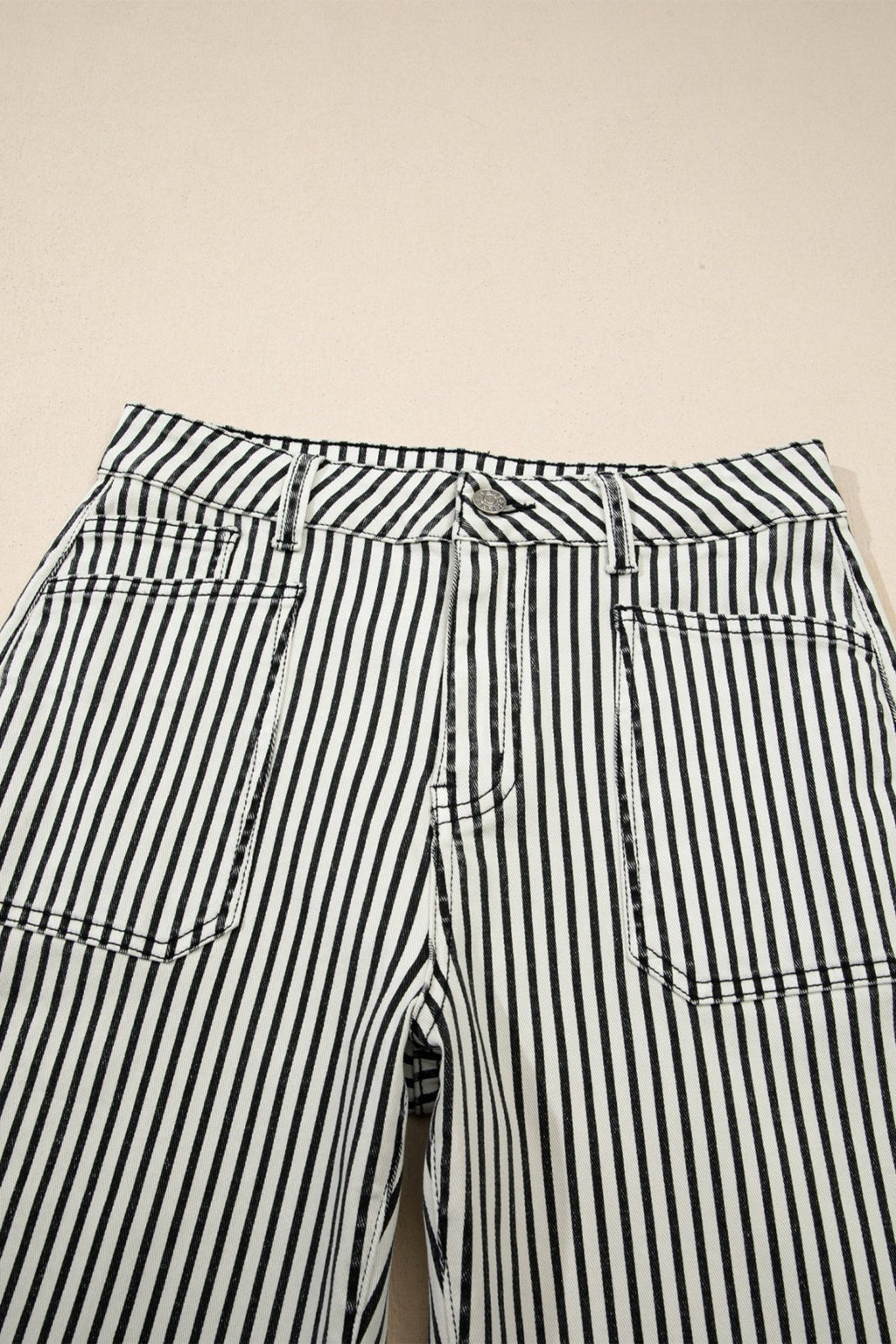 Stripe Denim High Waist Patch Pocket Jeans - Rooted & Reckless Co.