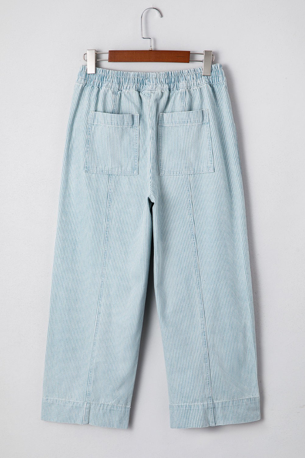 Stripe Denim Mid-Rise Drawstring Waist Jeans - Rooted & Reckless Co.