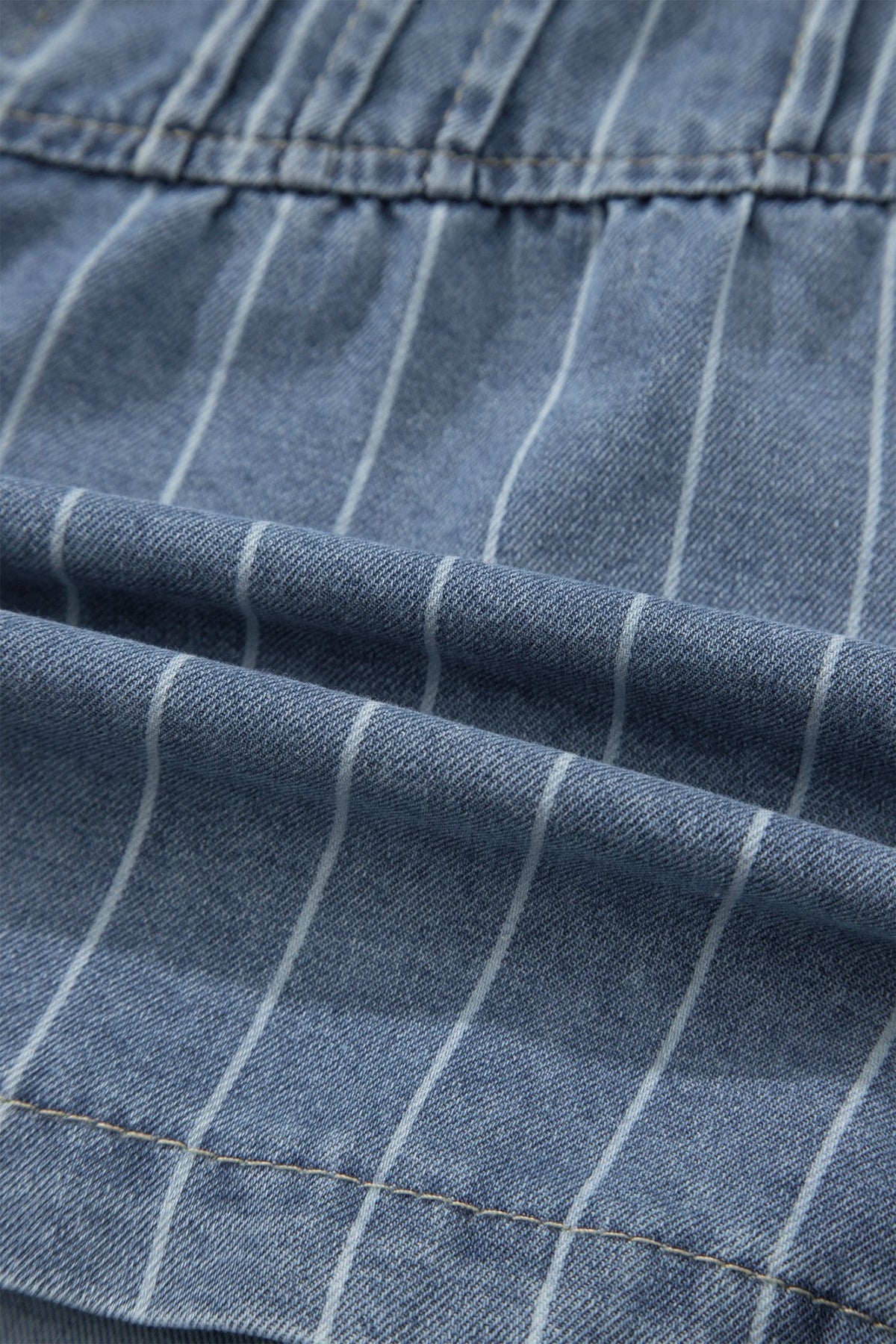 Stripe Denim Pleated Drawstring High Waist Shorts - Rooted & Reckless Co.
