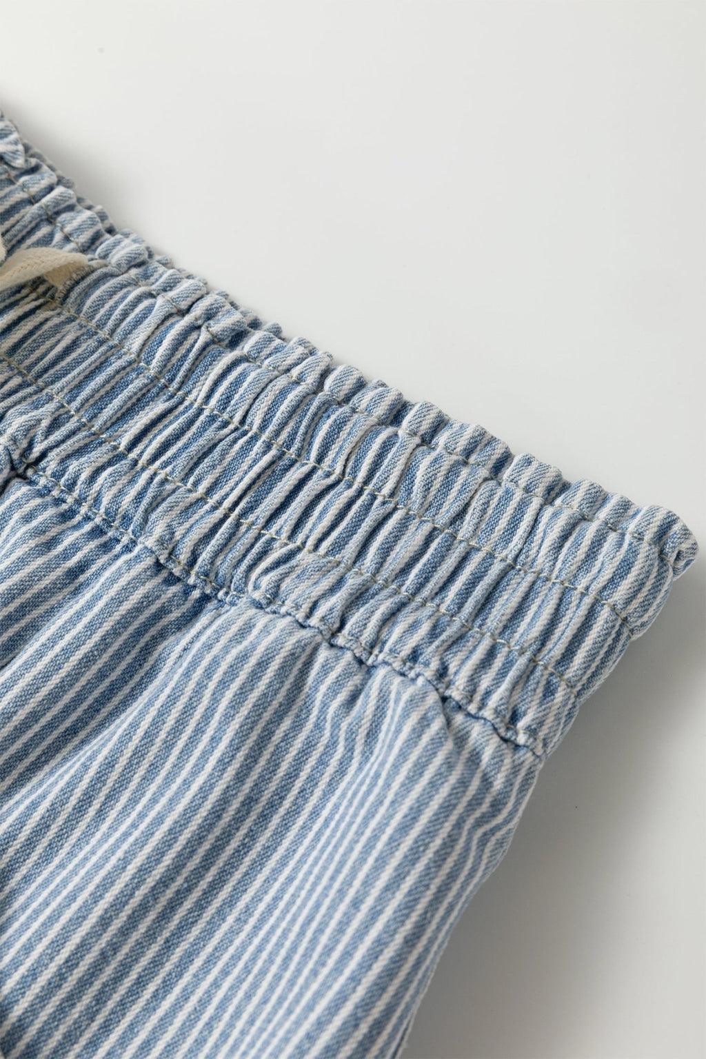 Stripe Denim Raw Edge Drawstring Waist Shorts - Rooted & Reckless Co.