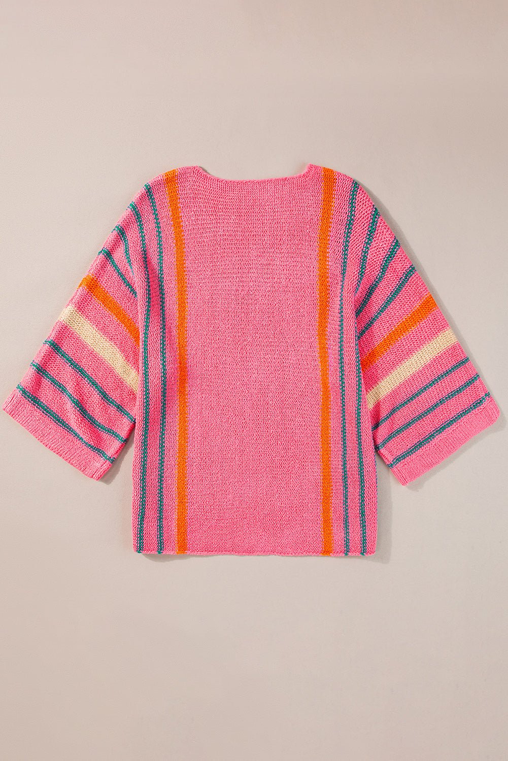 Stripe Detail Wide 3/4 Sleeve Knit Top - Rooted & Reckless Co.