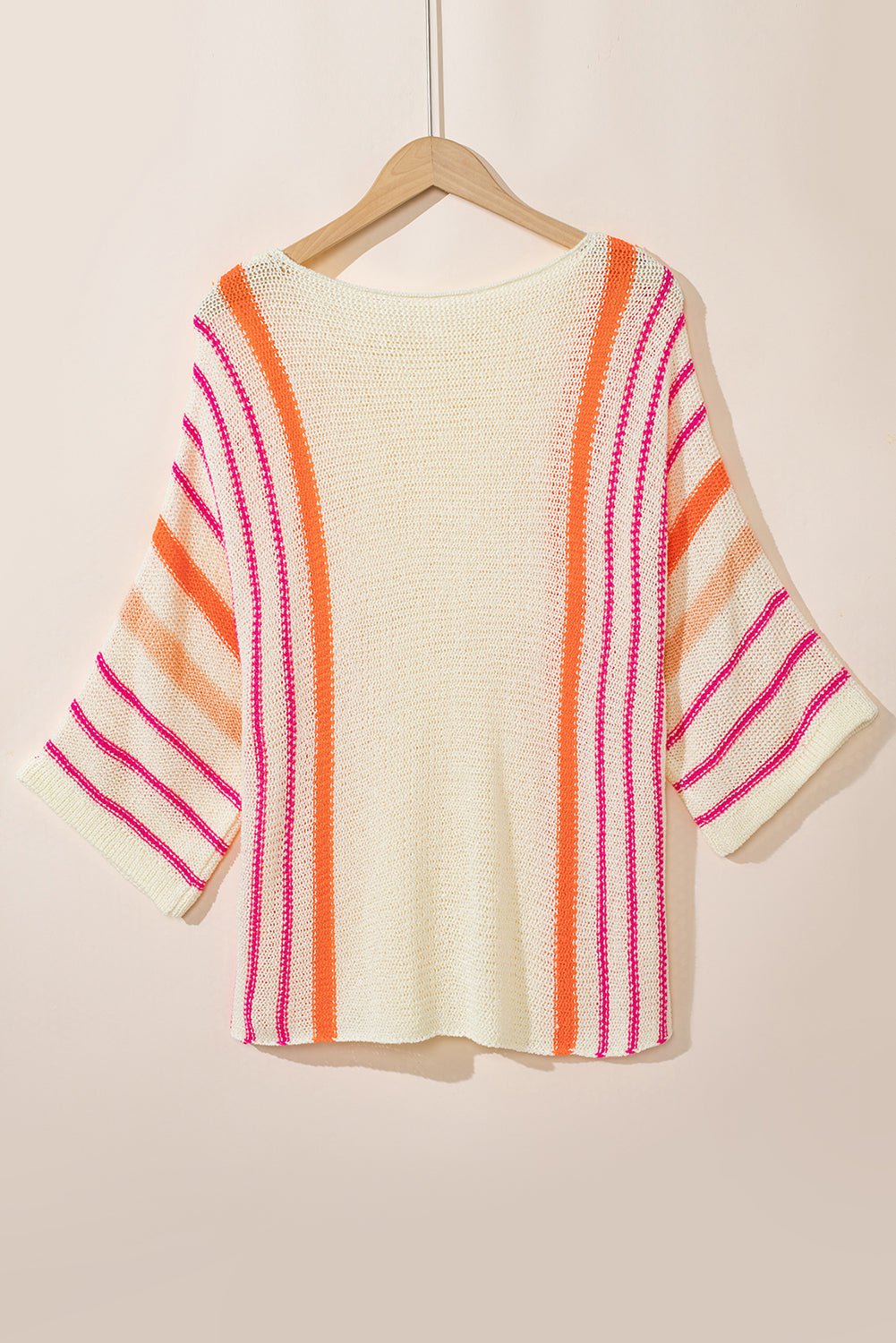 Stripe Detail Wide 3/4 Sleeve Knit Top - Rooted & Reckless Co.