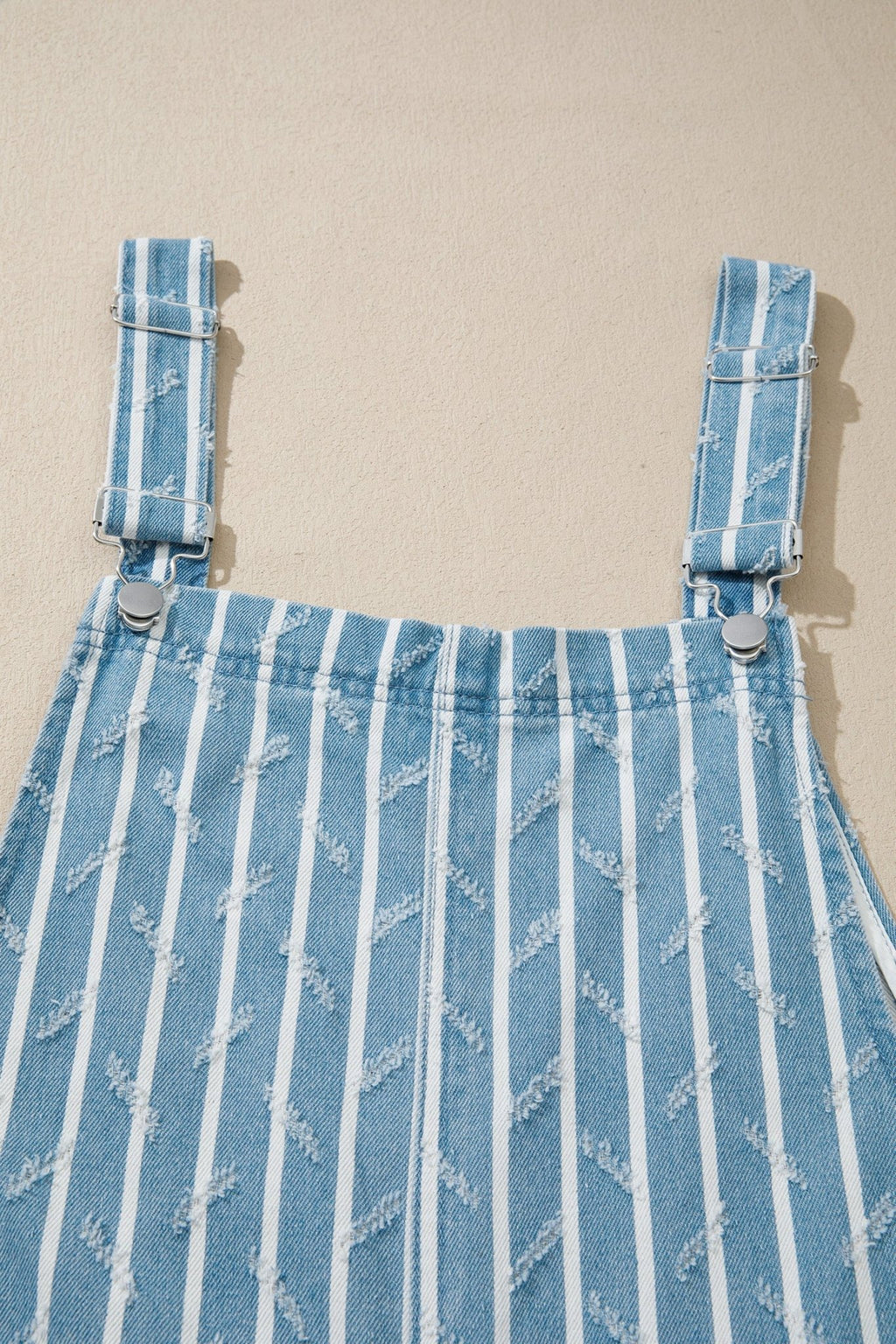 Stripe Distressed Denim Ruffle Wide Leg Overalls - Rooted & Reckless Co.