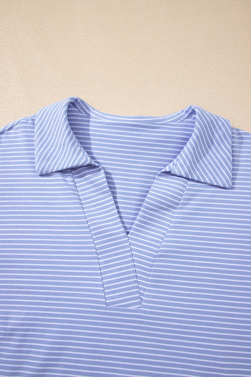 Stripe Dolman Sleeve Polo Shirt & Drawstring Shorts Set - Rooted & Reckless Co.