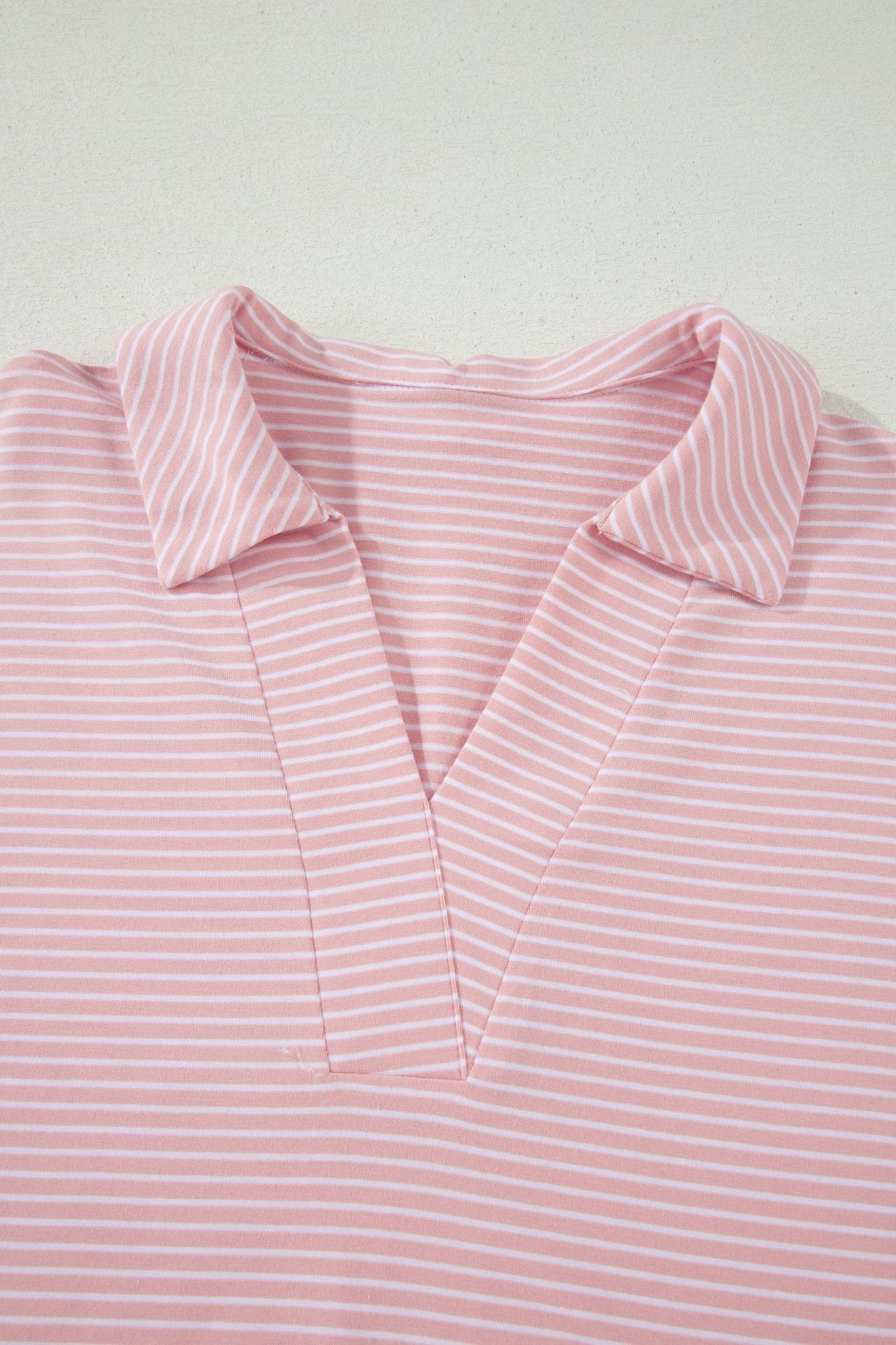 Stripe Dolman Sleeve Polo Shirt & Drawstring Shorts Set - Rooted & Reckless Co.