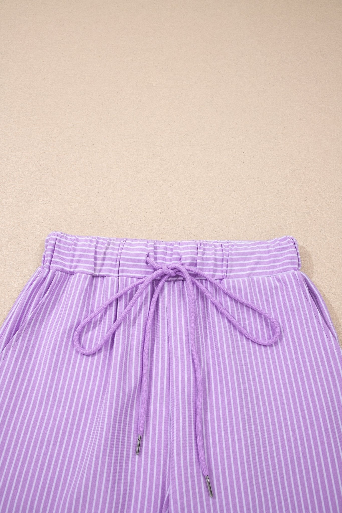 Stripe Dolman Sleeve Polo Shirt & Drawstring Shorts Set - Rooted & Reckless Co.