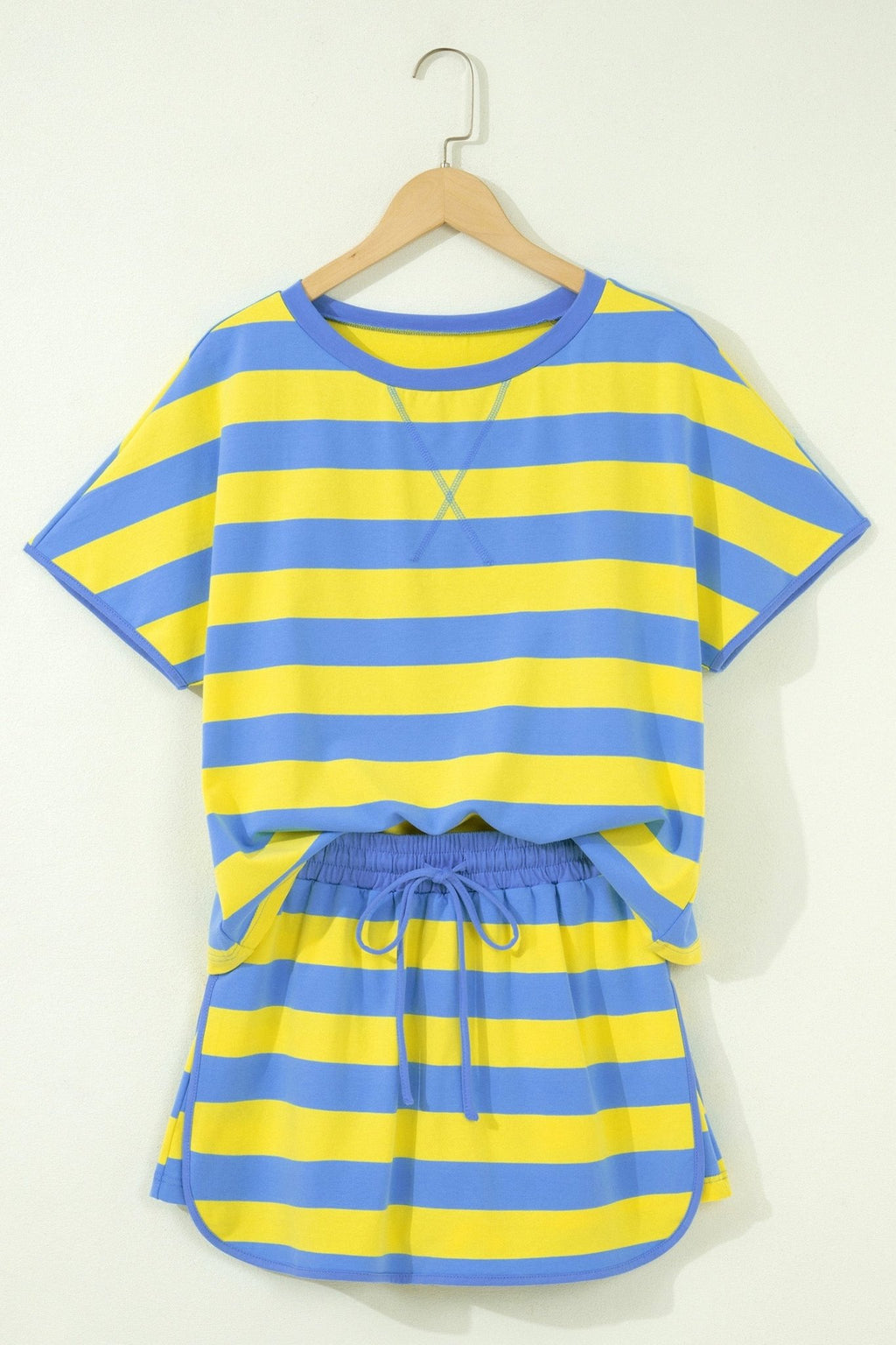 Stripe Dolman Tee & Drawstring Skort Set - Rooted & Reckless Co.
