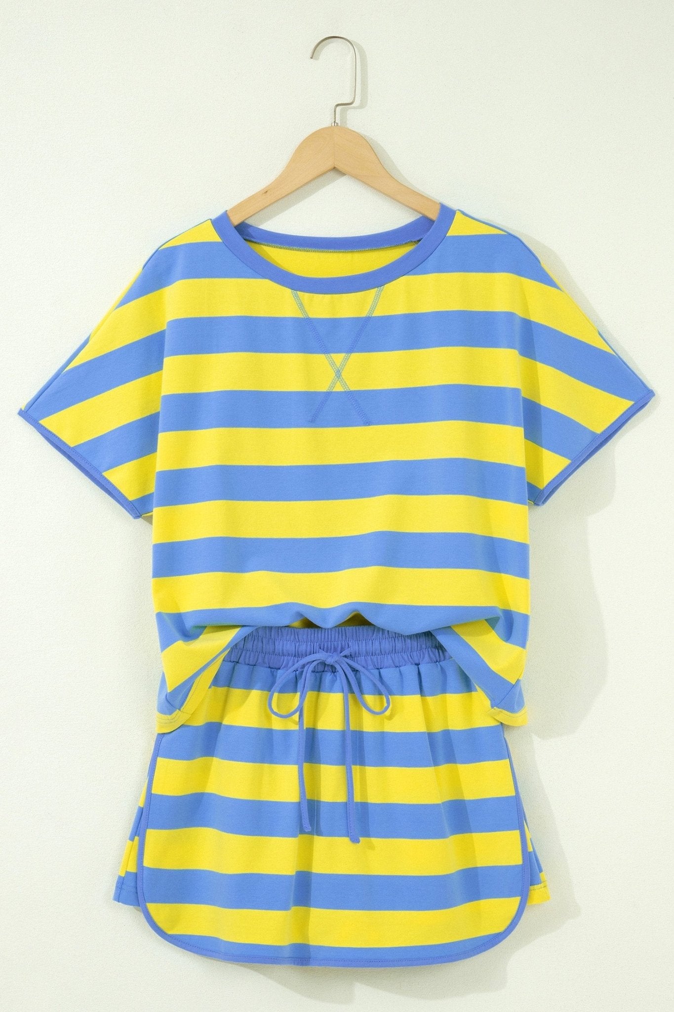 Stripe Dolman Tee & Drawstring Skort Set - Rooted & Reckless Co.