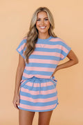 Stripe Dolman Tee & Drawstring Skort Set - Rooted & Reckless Co.