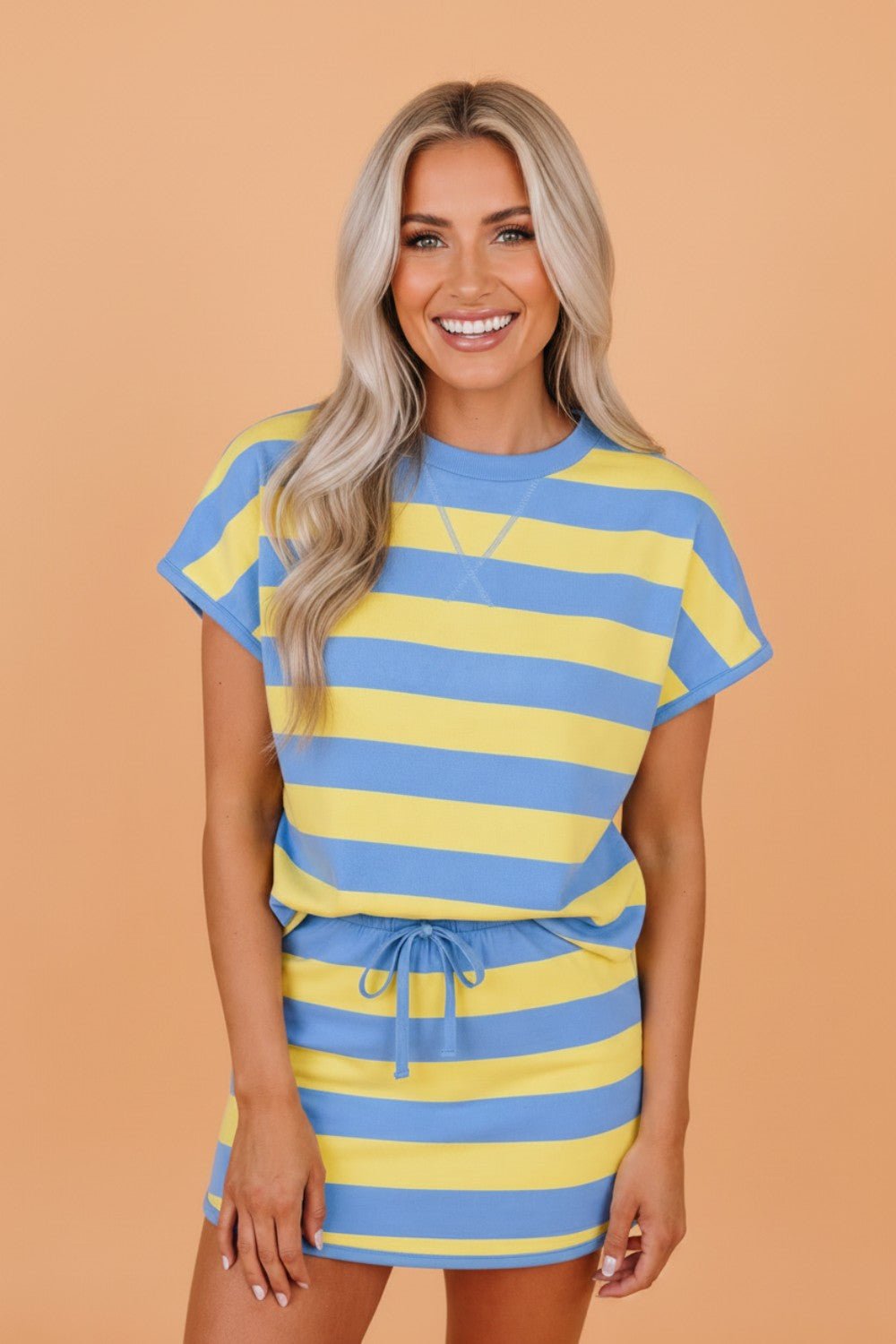 Stripe Dolman Tee & Drawstring Skort Set - Rooted & Reckless Co.